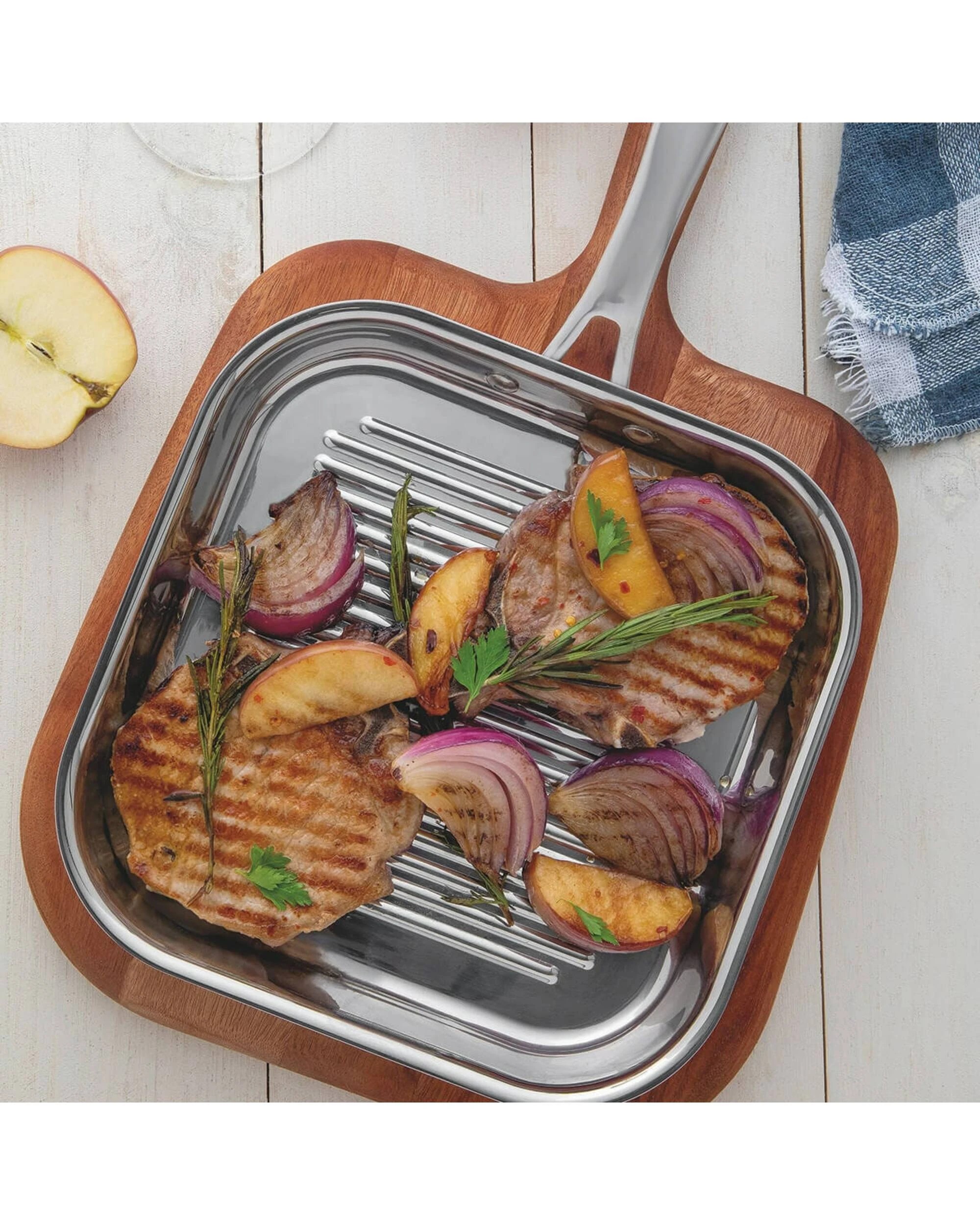 2 Tramontina Grano 22cm Tri-Ply Clad Skillet Grill Pan, 2 of 4
