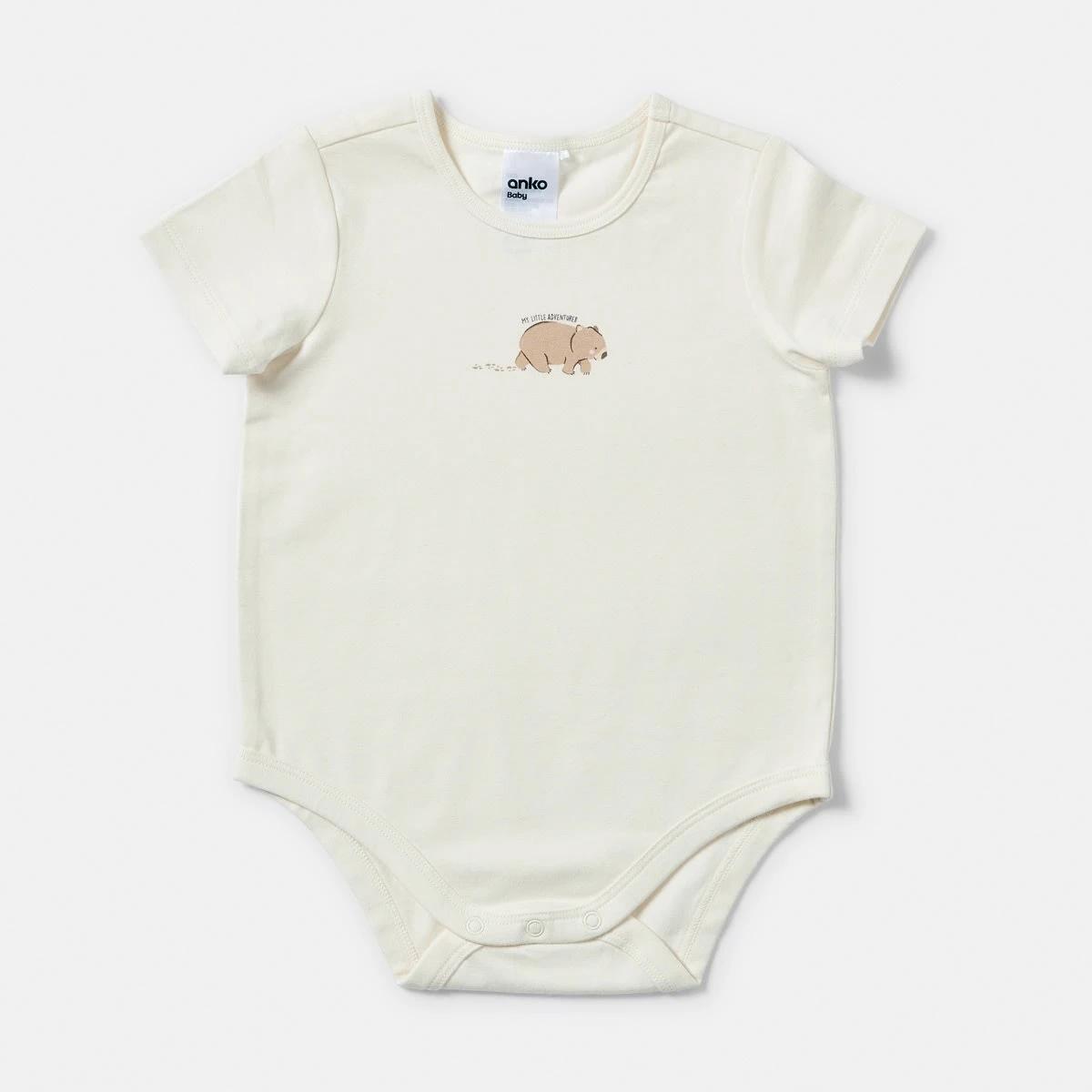 5 3 Pack Short Sleeve Print Bodysuits TAN WOMBAT, 5 of 8
