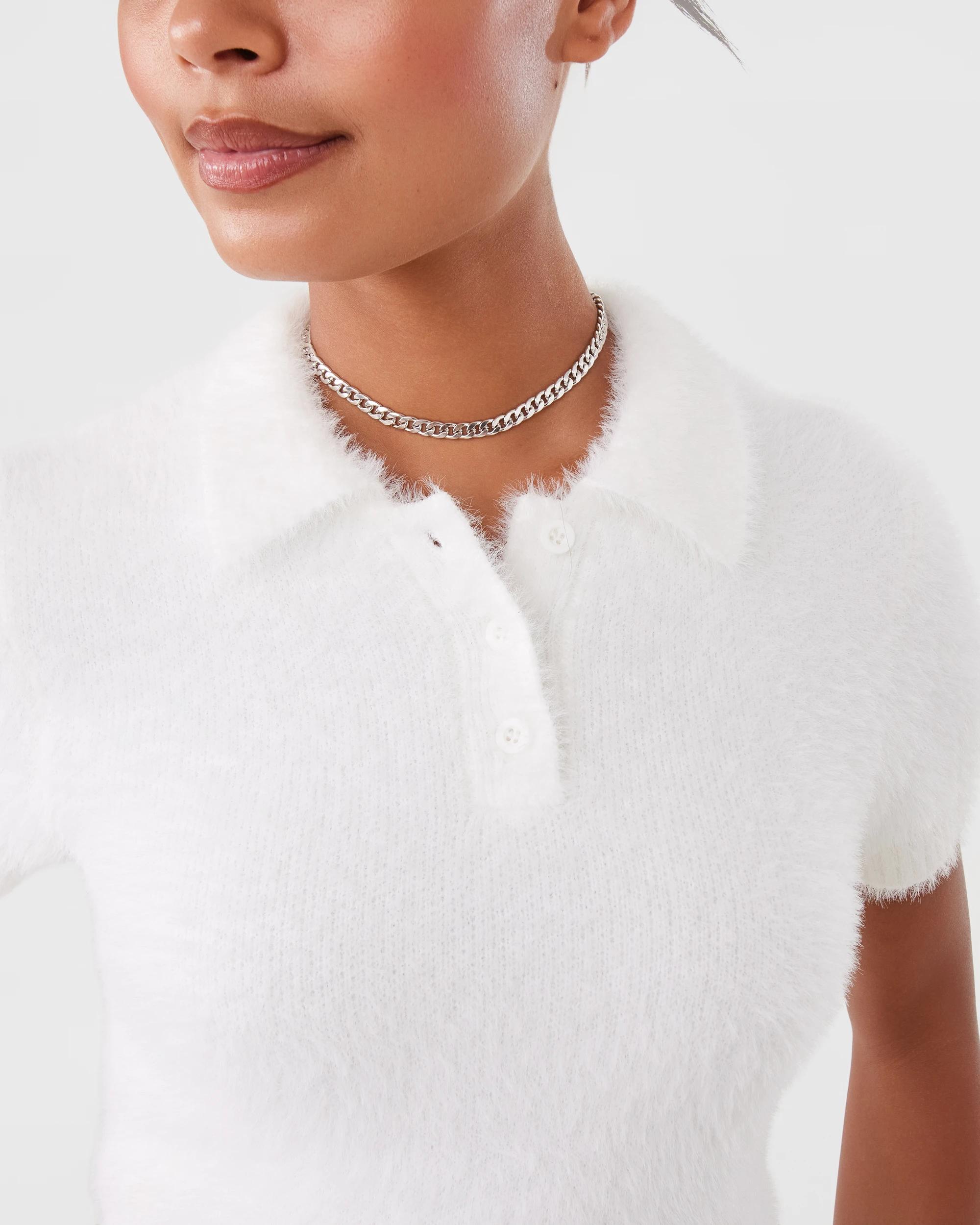 6 Eyelash Polo Top Snw White, 6 of 9