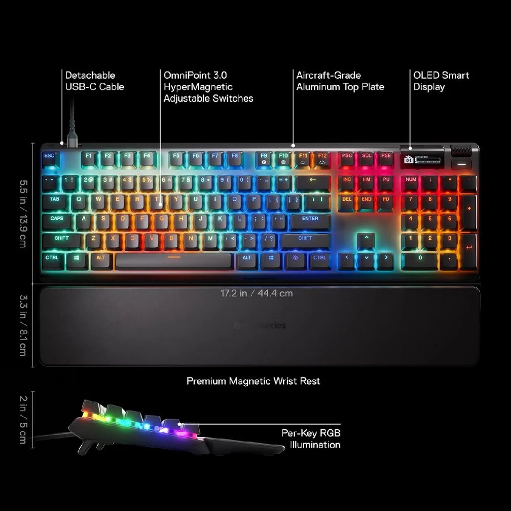 9 SteelSeries Apex Pro Gen 3 Gaming Keyboard Black, 9 of 10