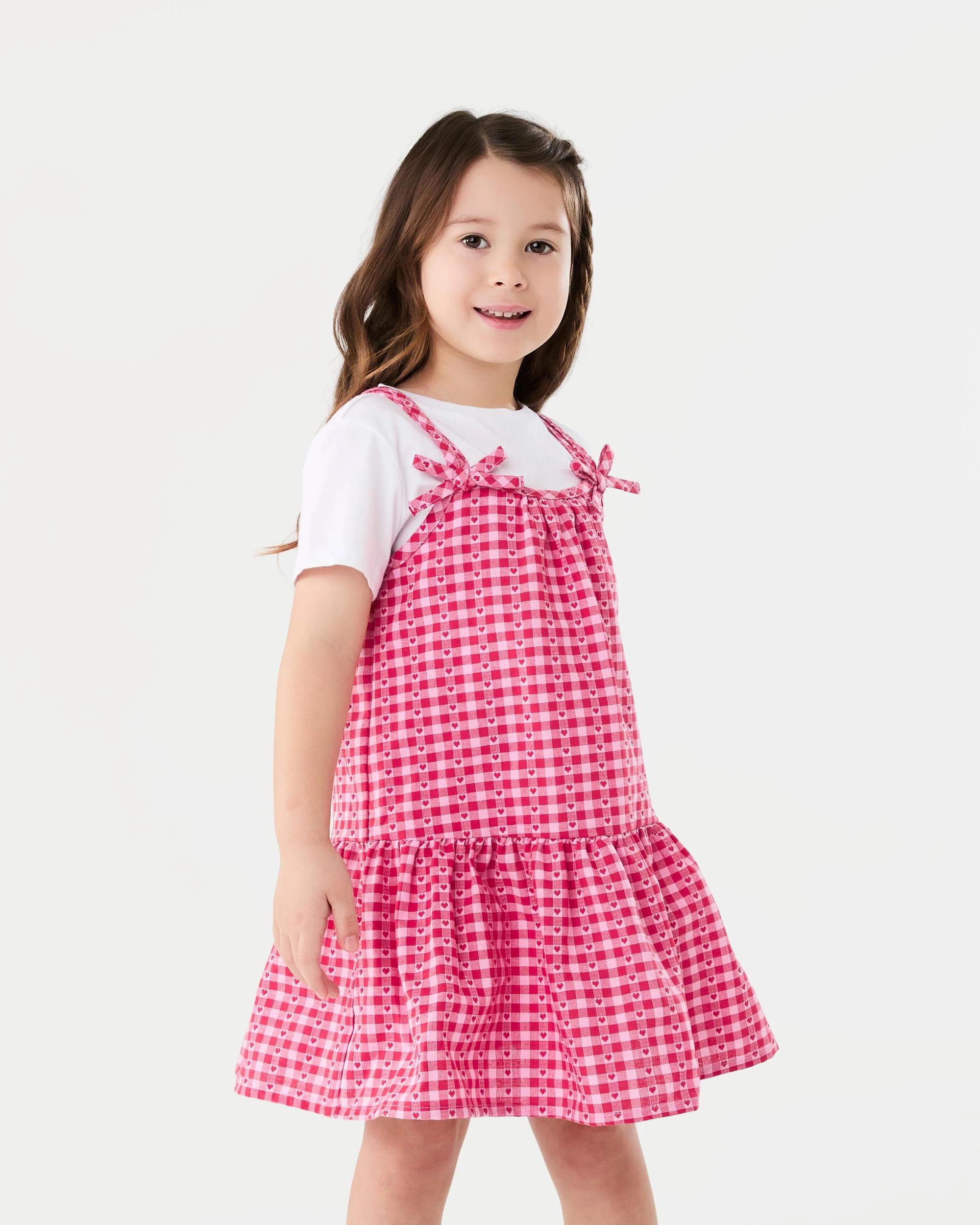 1 2 Piece Dress Set Red Check, 1 of 7