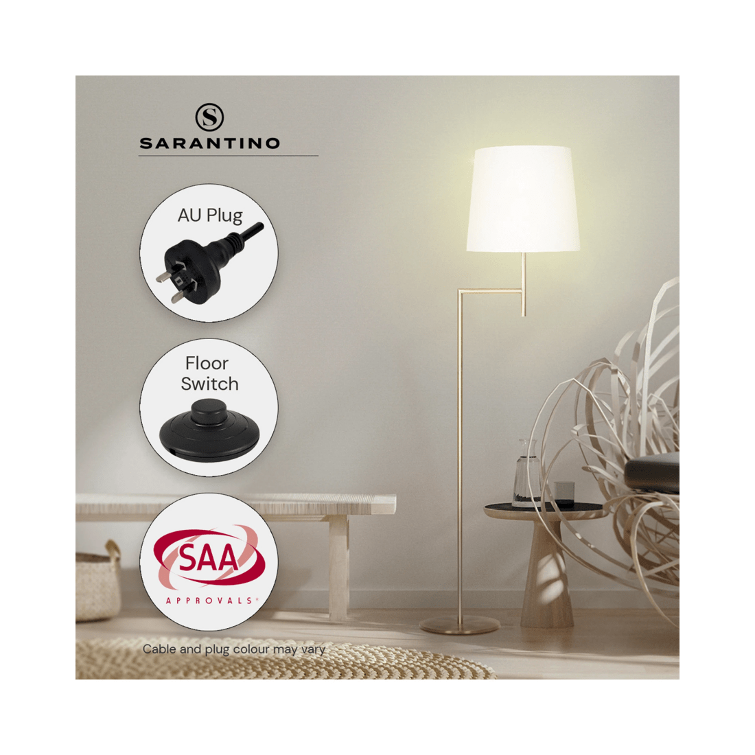 8 Sarantino Metal Floor Lamp - Antique Brass, 8 of 9