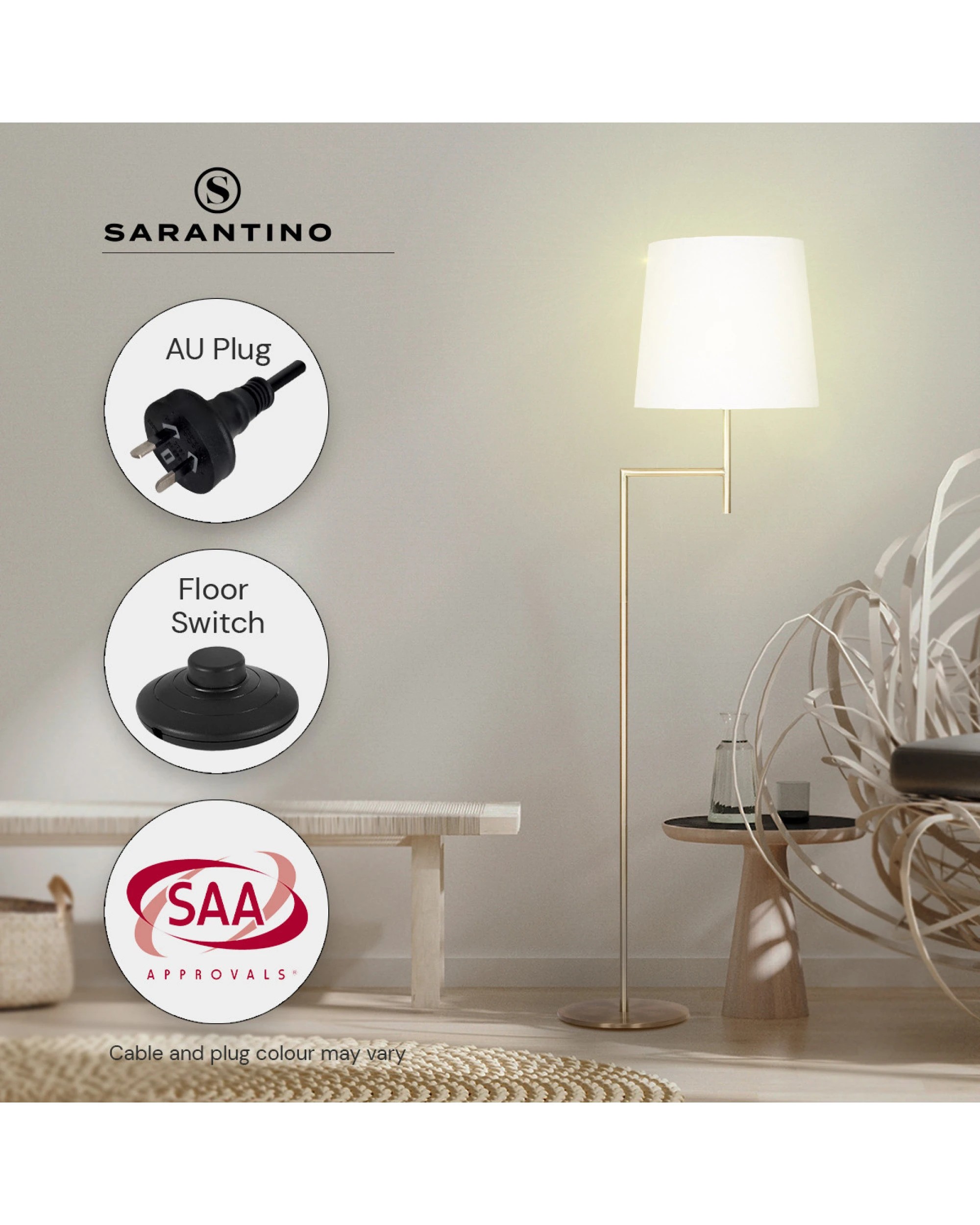 8 Sarantino Metal Floor Lamp - Antique Brass, 8 of 9