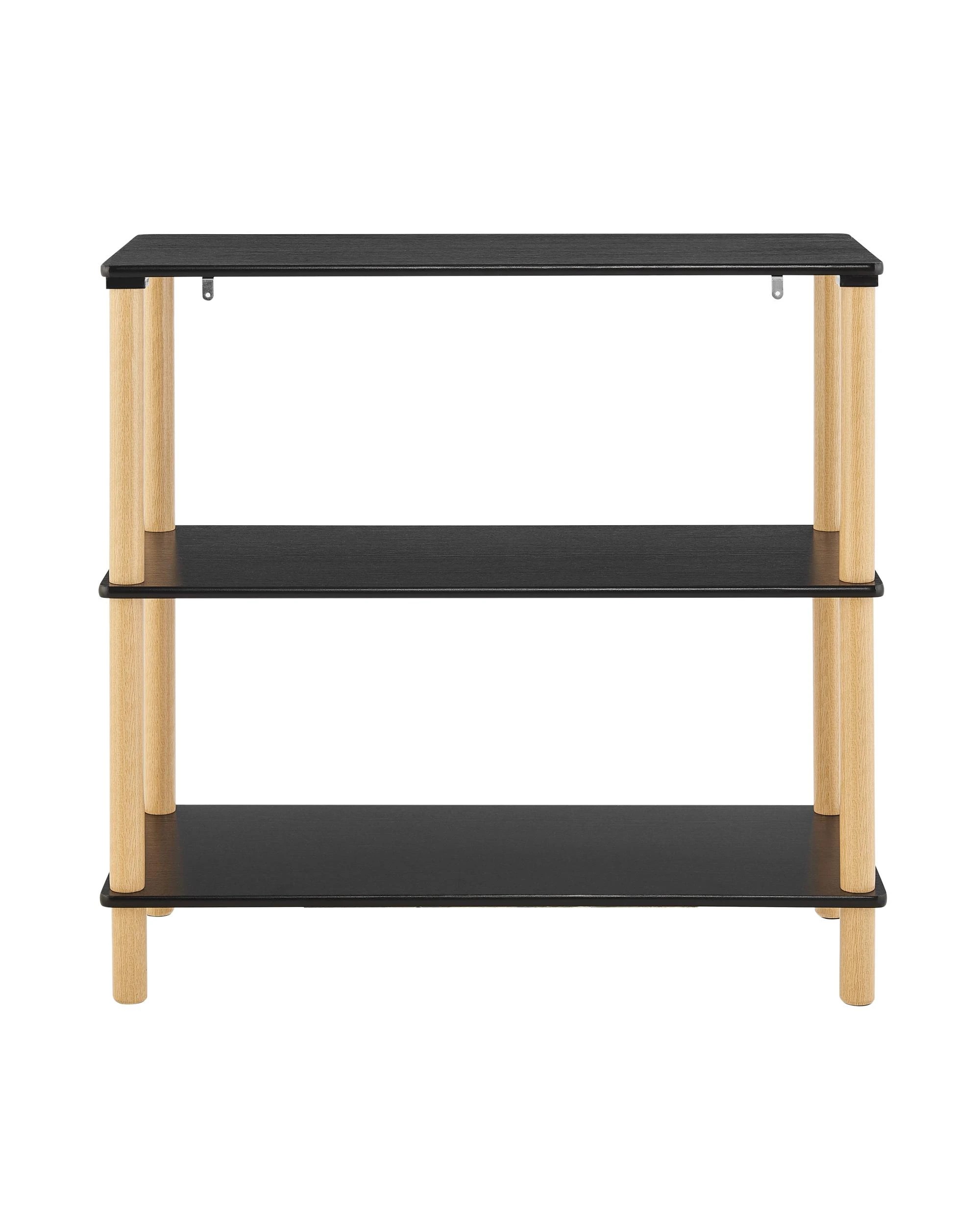 6 Kodu Open Shelf Unit Shelving Display Rectangular 3 Levels Black and Oak, 6 of 10