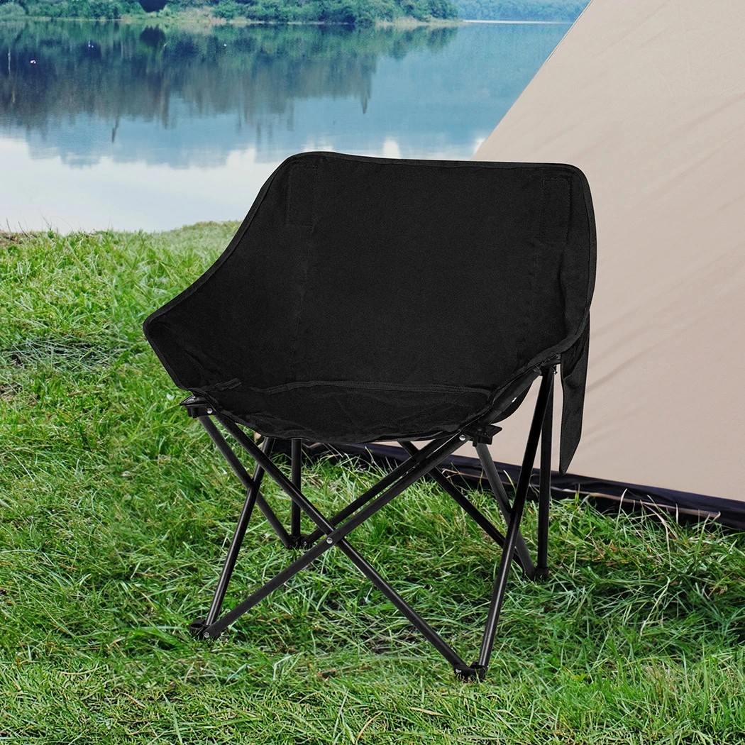 6 Levede Portable Foldable Camping Chair in Black Colour, 6 of 6