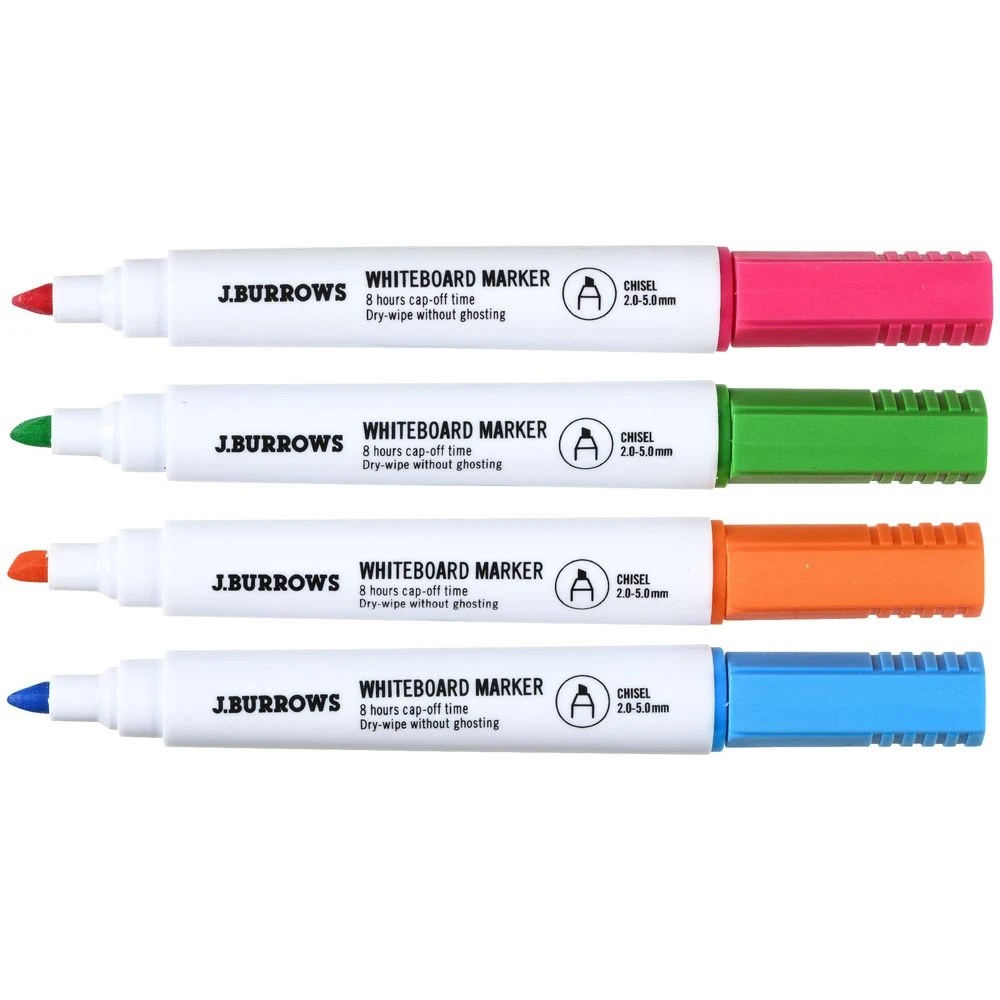 3 J.Burrows Whiteboard Markers Chisel Brights 4 Pack, 3 of 3