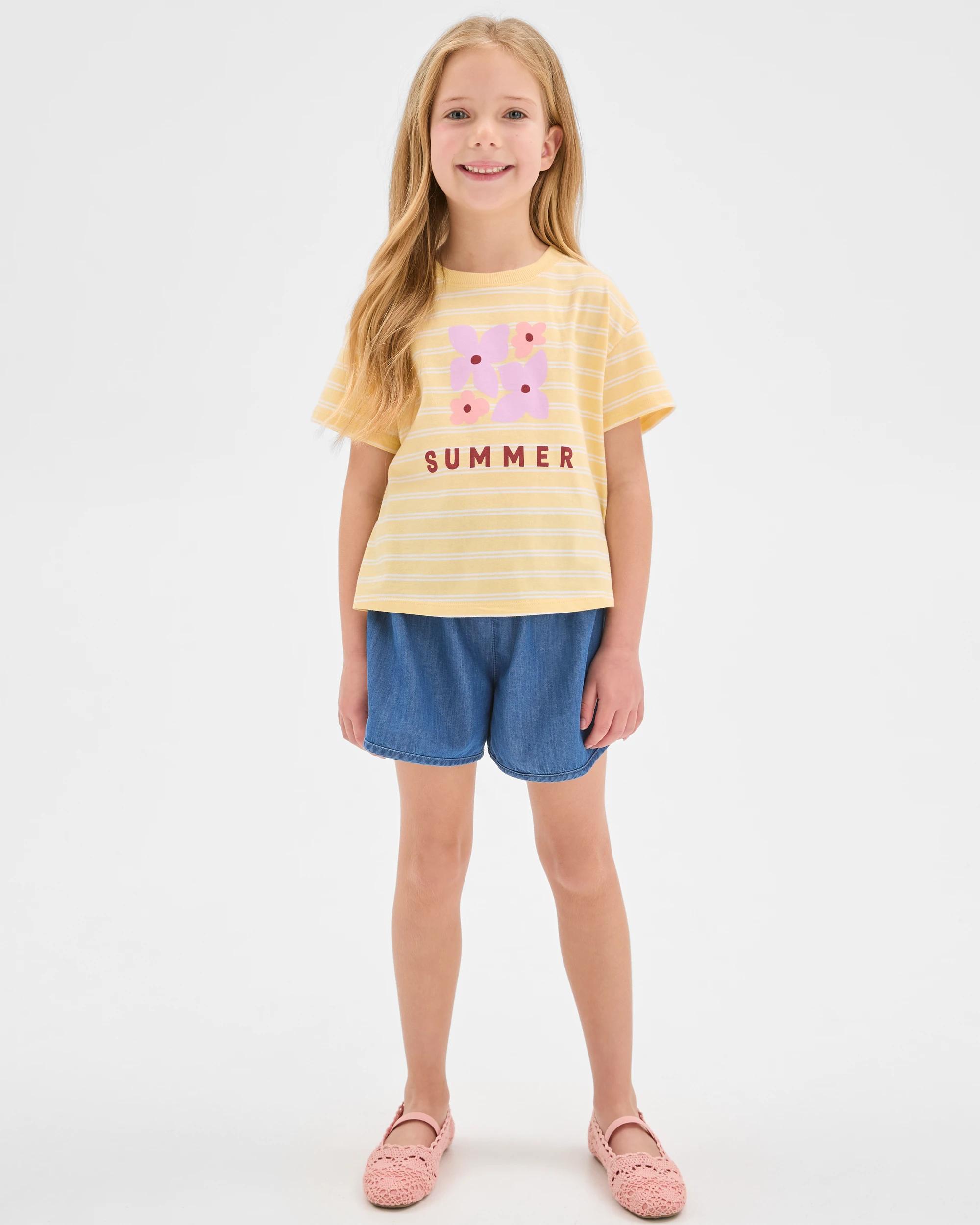 2 Target Kids Australian Cotton Oversized T-Shirt YELLOW STRIPE, 2 of 6