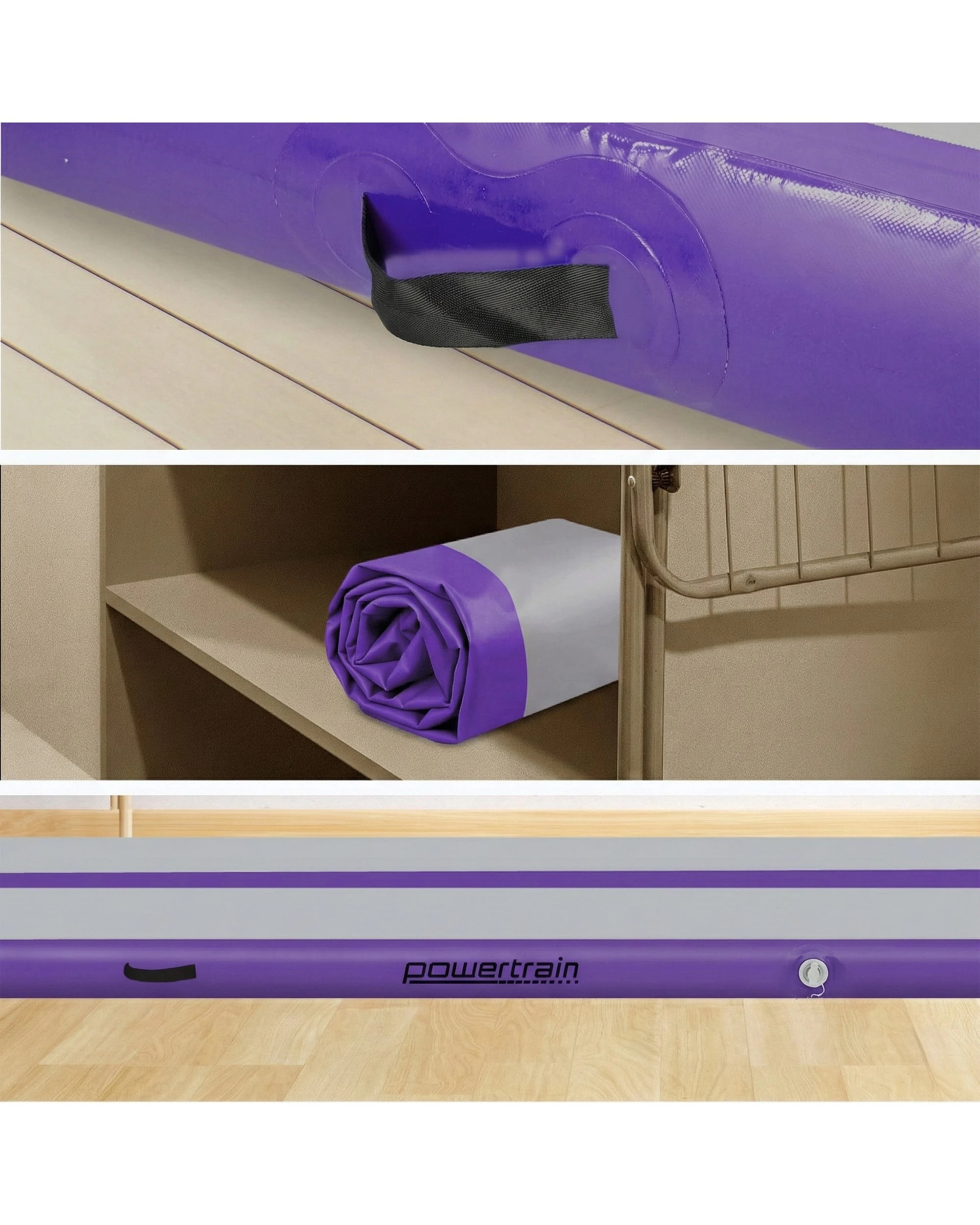 4 Powertrain 5M 20cm Air Track Gymnastics Tumbling Airtrack Exercise Yoga Mat Balance Beam Inflatable - Purple, 4 of 5