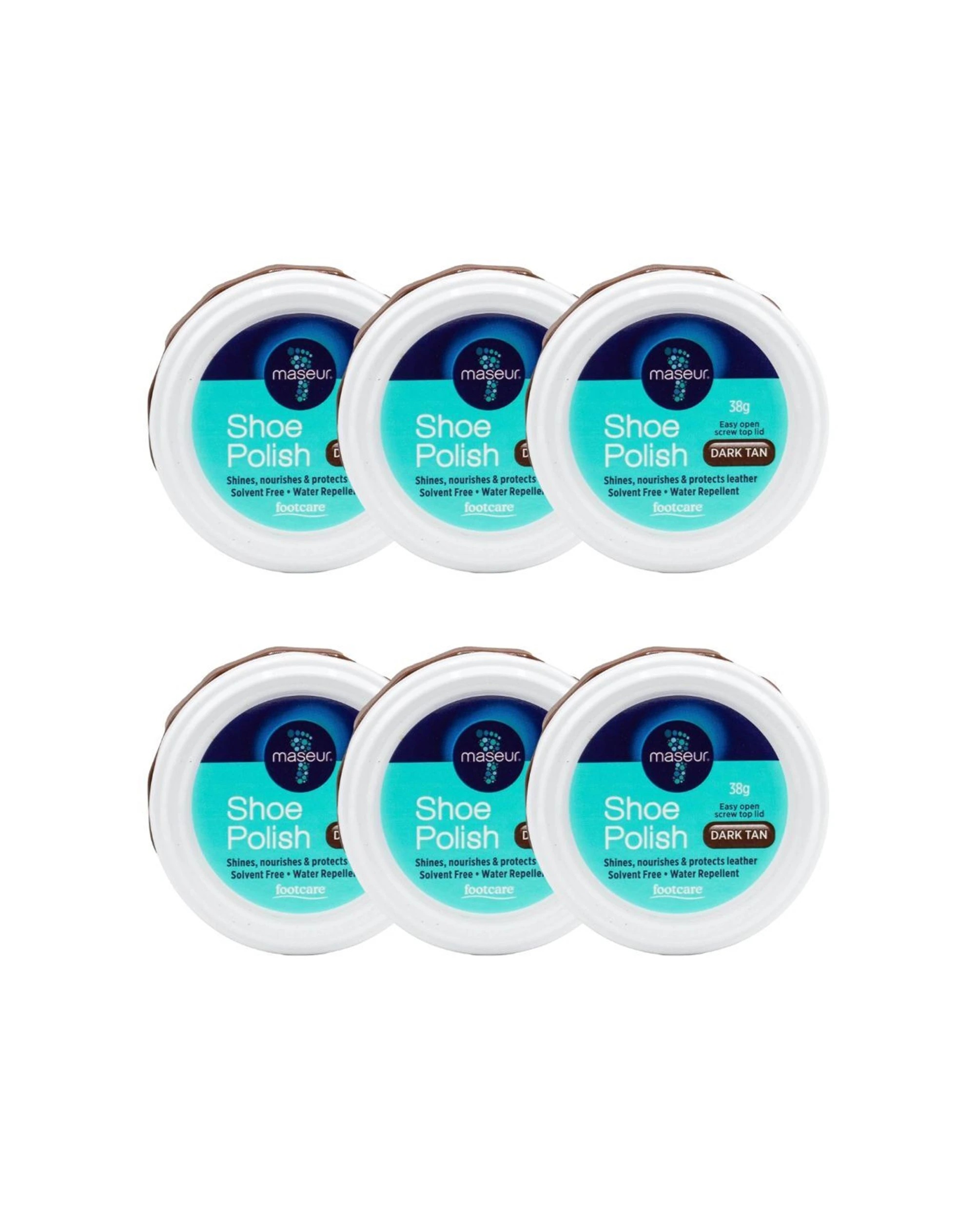 1 Footcare 6PK Maseur Shoe Polish Leather Care Protector 38g - 2 - Brown, 1 of 3