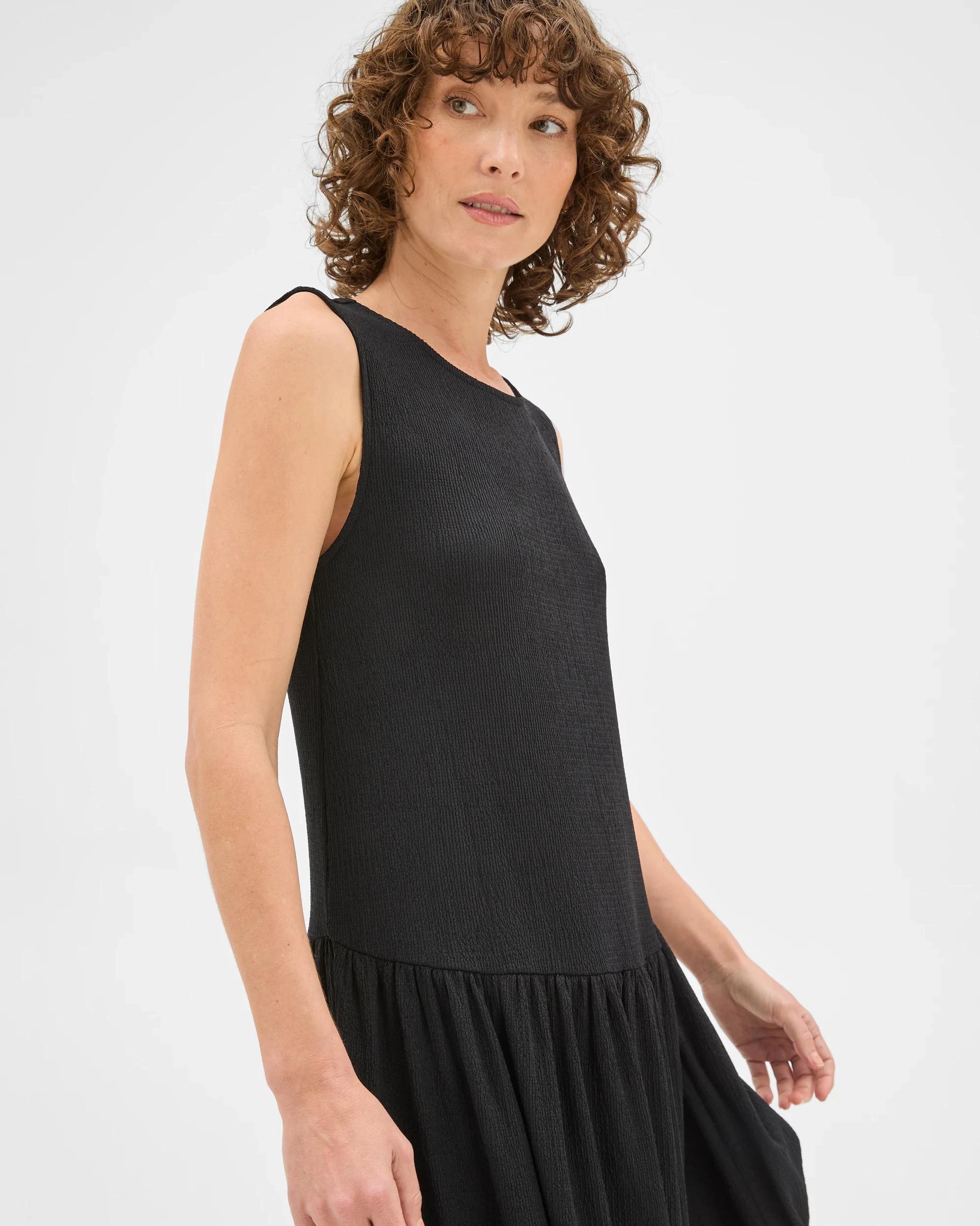 5 Target Woman Textured Drop Waist Midi Dress BLACK, 5 of 7