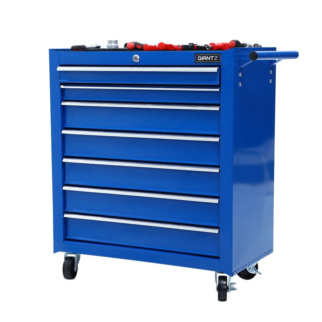 1 Giantz 7 Drawer Tool Box Cabinet Chest Trolley Storage Garage Toolbox - Blue, 1 of 5