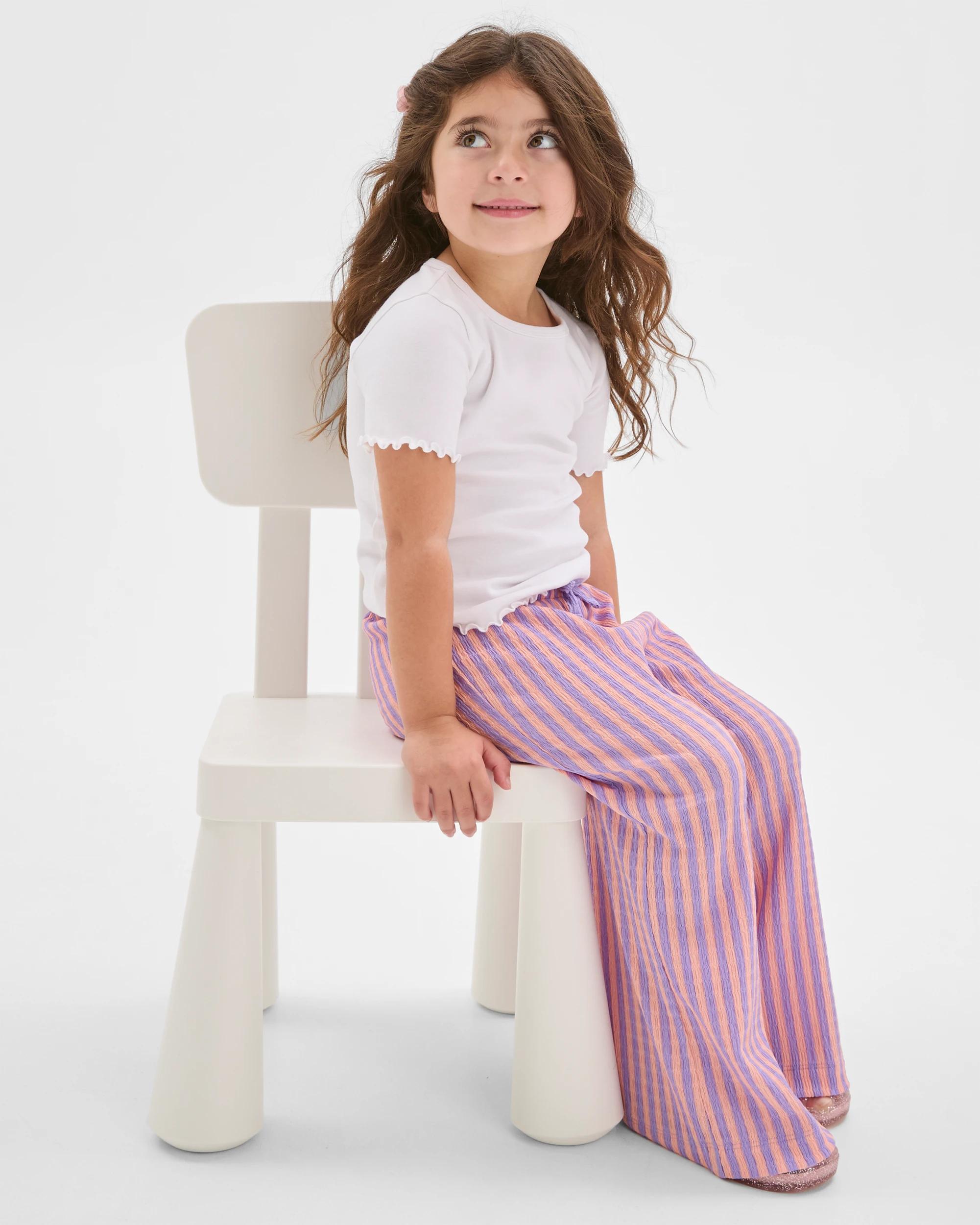 1 Target Kids Crinkle Wide Leg Pants PINK/PURPLE STRIPE, 1 of 6