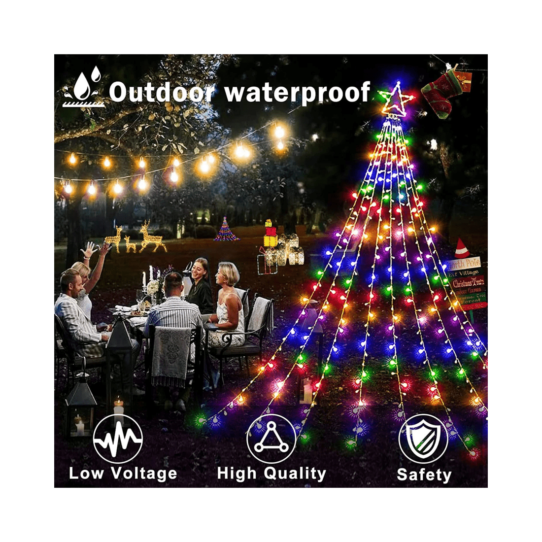 5 Advwin 3.5M * 9 Lines 350 RGB LED String Fairy Lights Five-Pointed Star 8 Modes Christmas Decor, 5 of 7