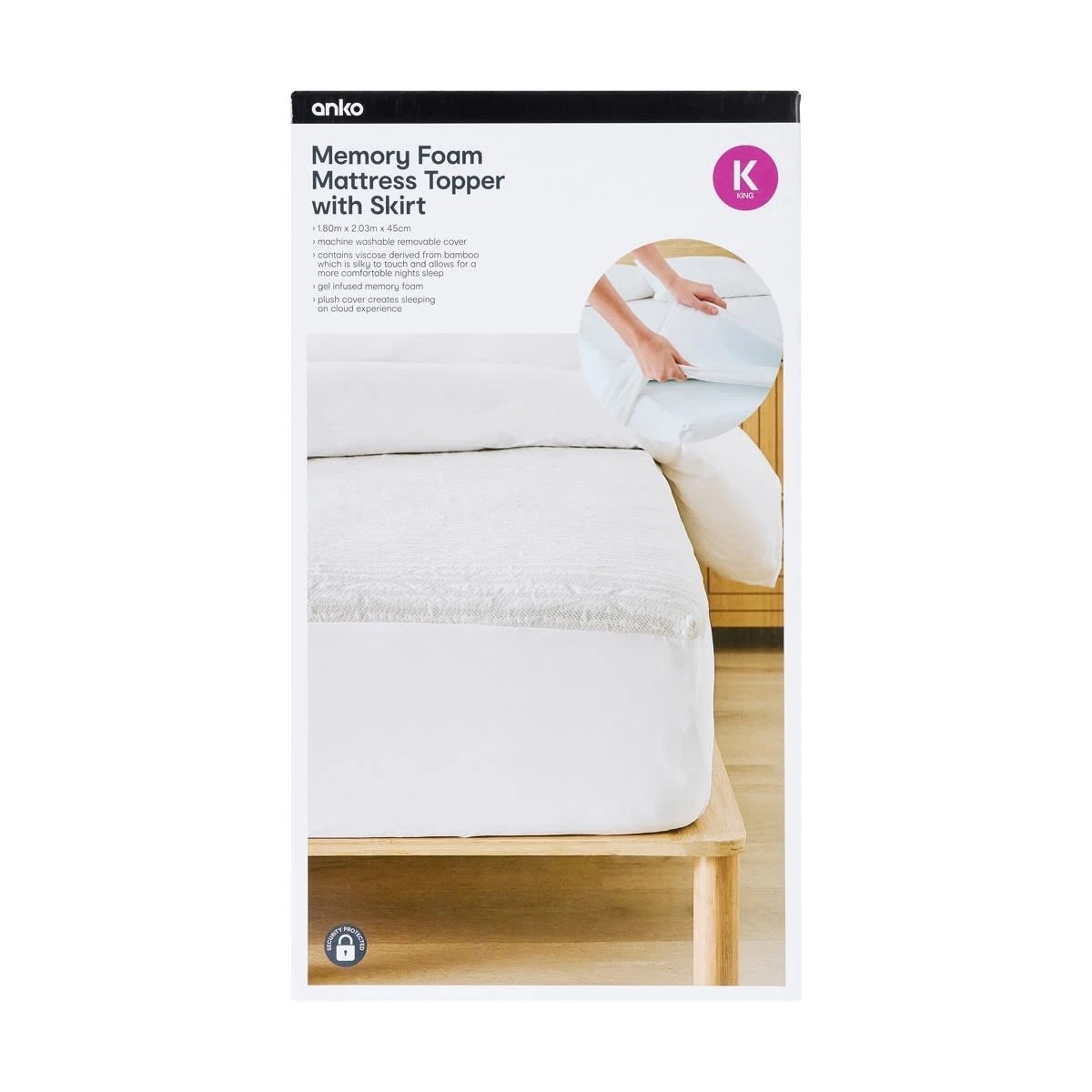 10 Memory Foam Mattress Topper with Skirt - King Bed, White and Grey, 10 of 10