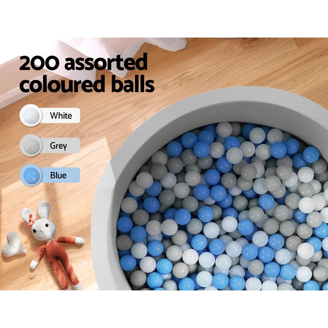 7 Keezi Kids Ball Pit 90x30cm Ocean Foam Play Pool Barrier Toys Children
 - grey, 7 of 7