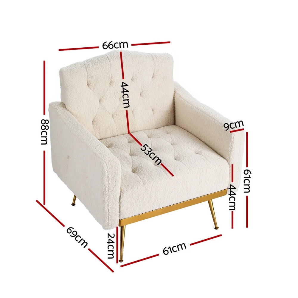 2 Artiss Armchair Boucle - Beige, 2 of 6