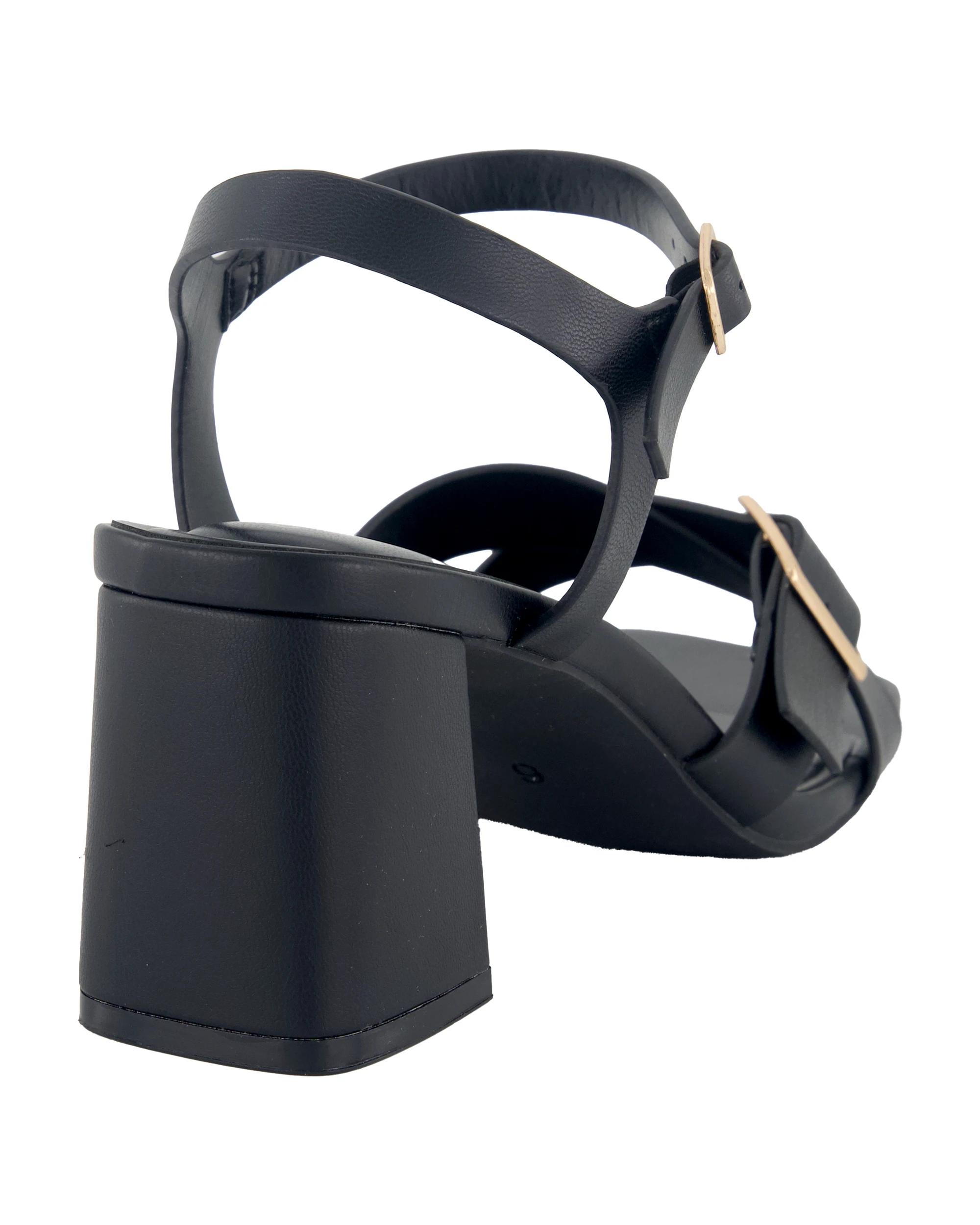 4 Buckle Heel Sandals Black, 4 of 5