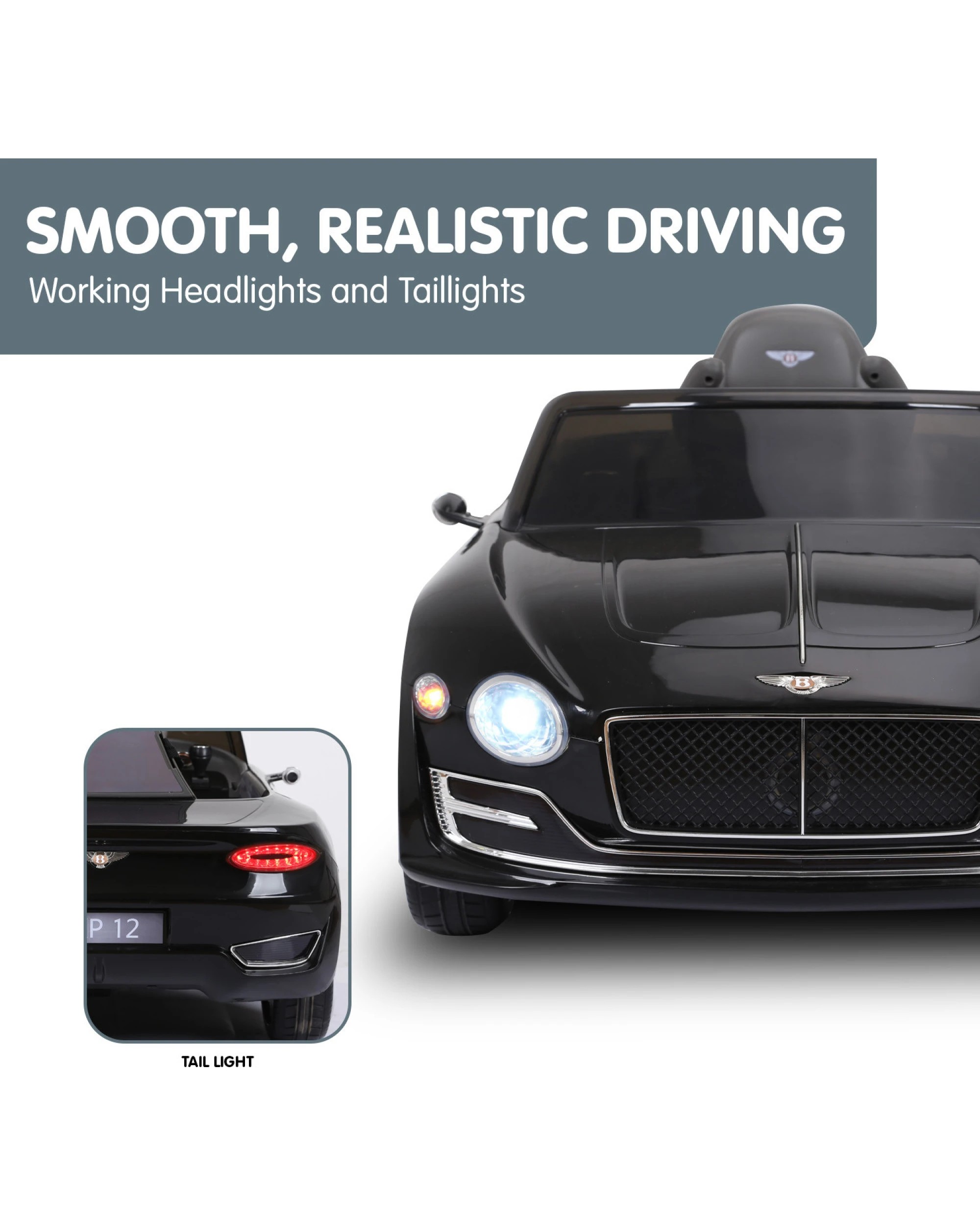 8 Kahuna Bentley Exp 12 Licensed Speed 6E Electric Kids Ride On Car - Black, 8 of 10