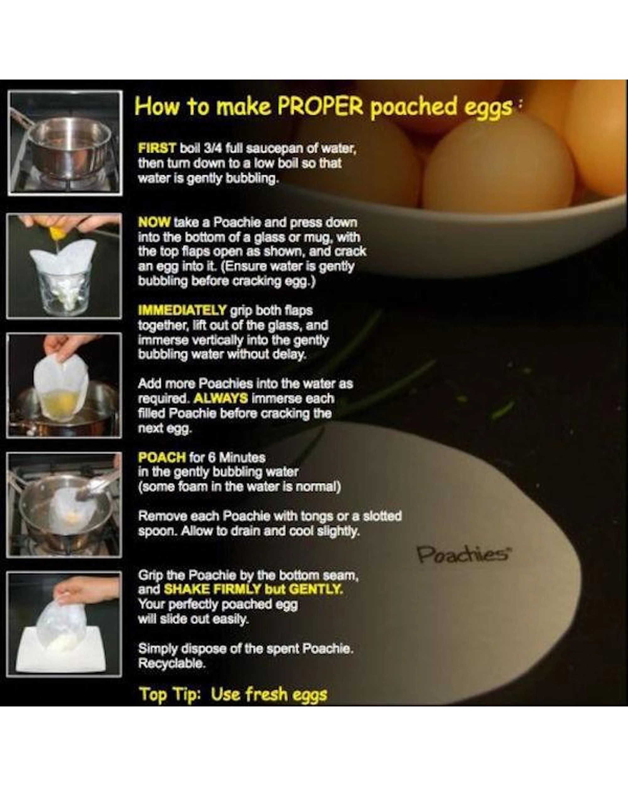 4 Wiltshire Poachies Non Sitck Egg Poacher  120 Bags 43550 - White, 4 of 4