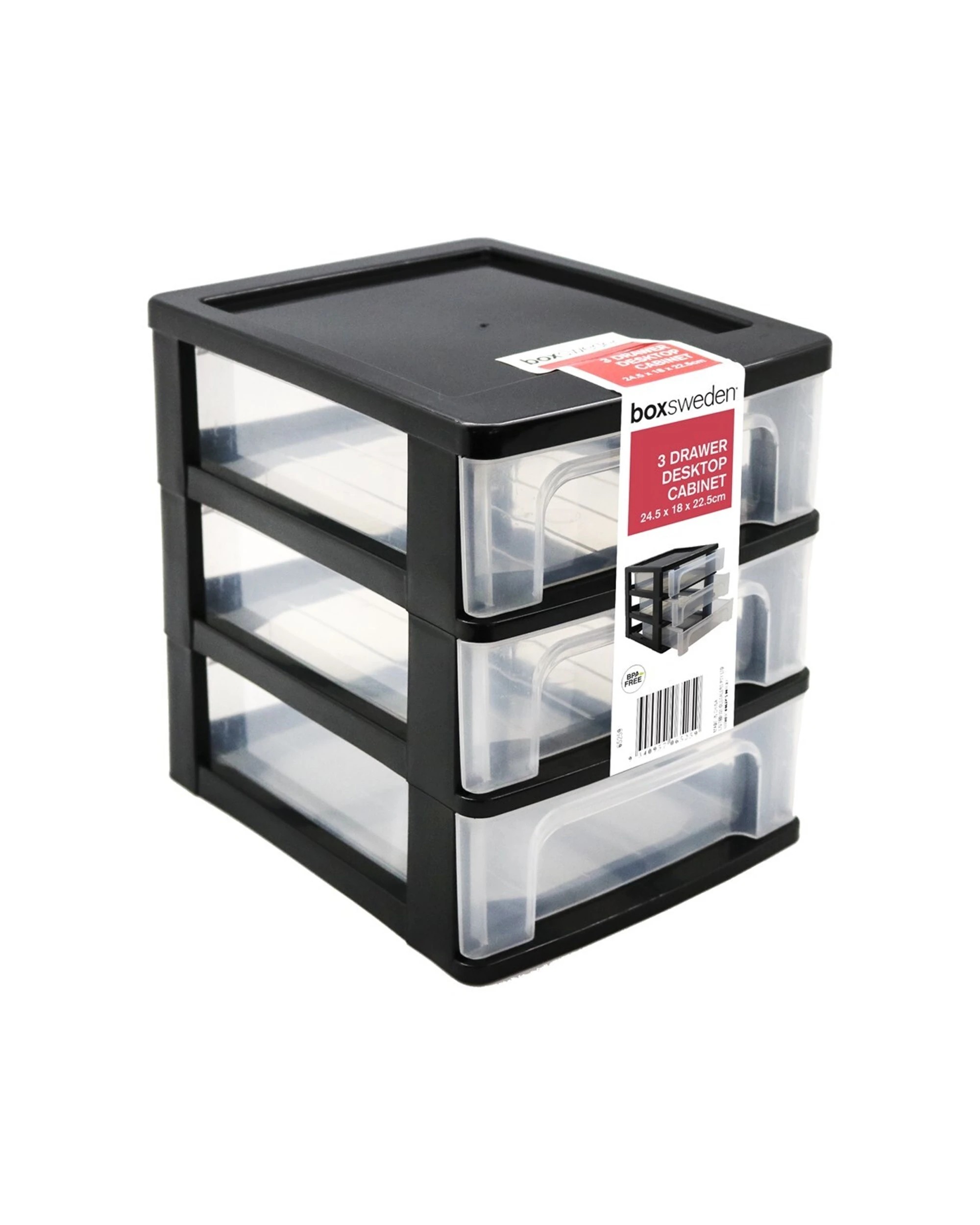 2 Boxsweden Drawer Desktop Cabinet Sml 3 Layer 2PK Plastic 24.5X18X22.5cm - Assorted, 2 of 6