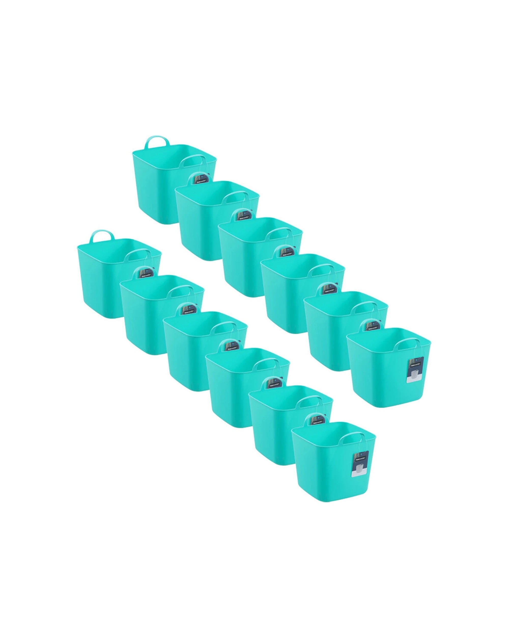 1 Boxsweden 12PK Mini Flexible Storage Organiser Square Tub Box Integrated Handles 5L - Multi, 1 of 8