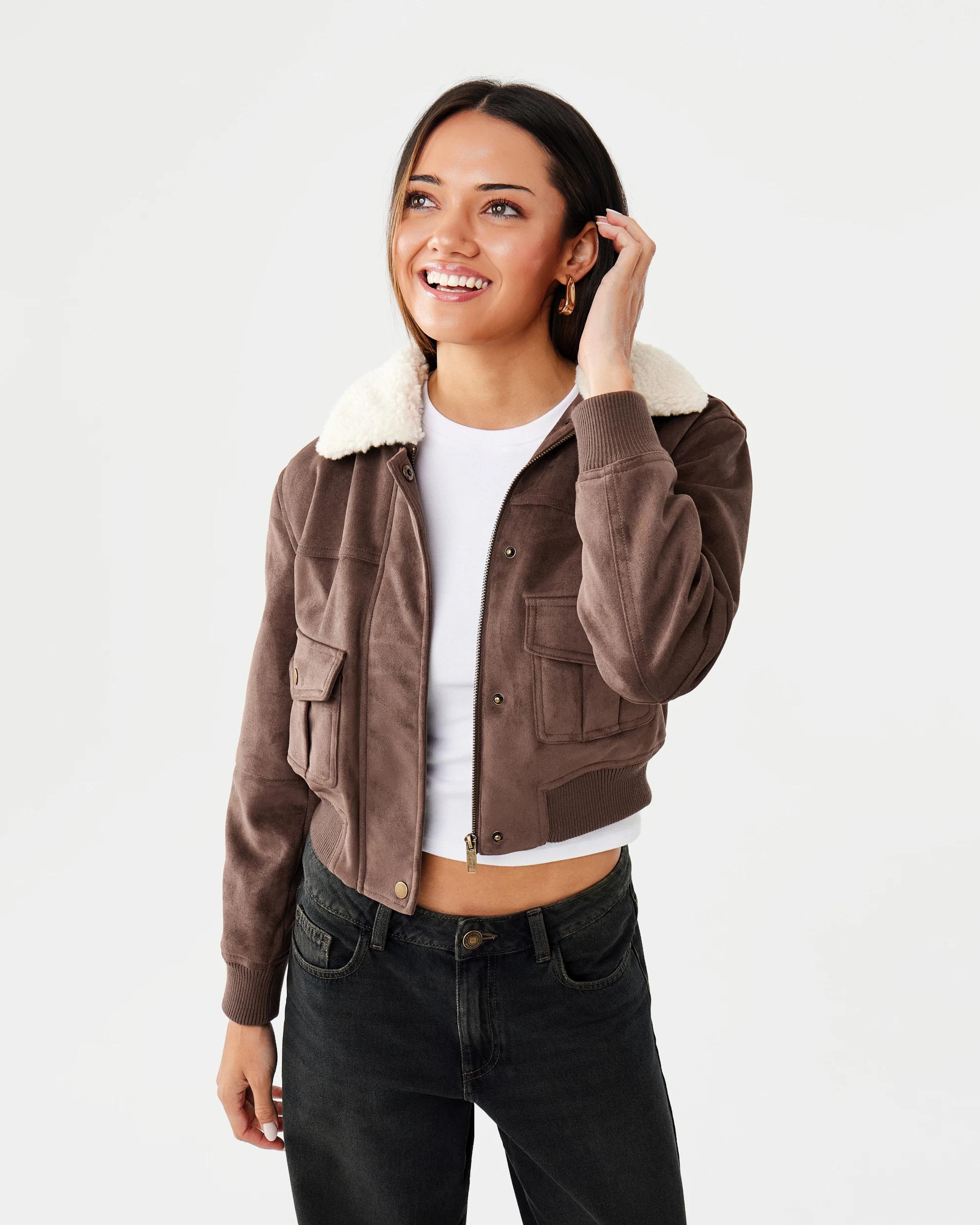 10 Faux Fur Trim Jacket Brn Cafe, 10 of 10