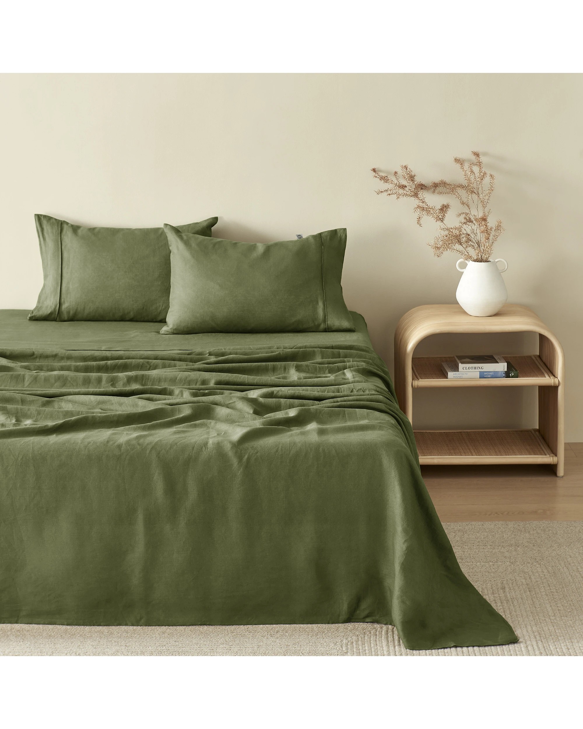 1 Natural Home 100% European Flax Linen Sheet Set - King Single Bed - Hunter, 1 of 6