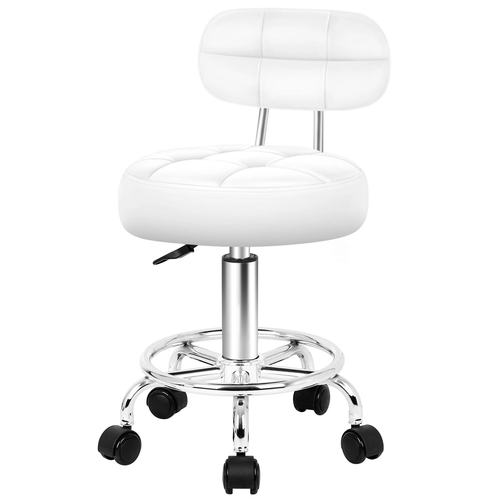 1 Alfordson Salon Stool Backrest Swivel Barber Hair Dress Chair Riley - White, 1 of 7