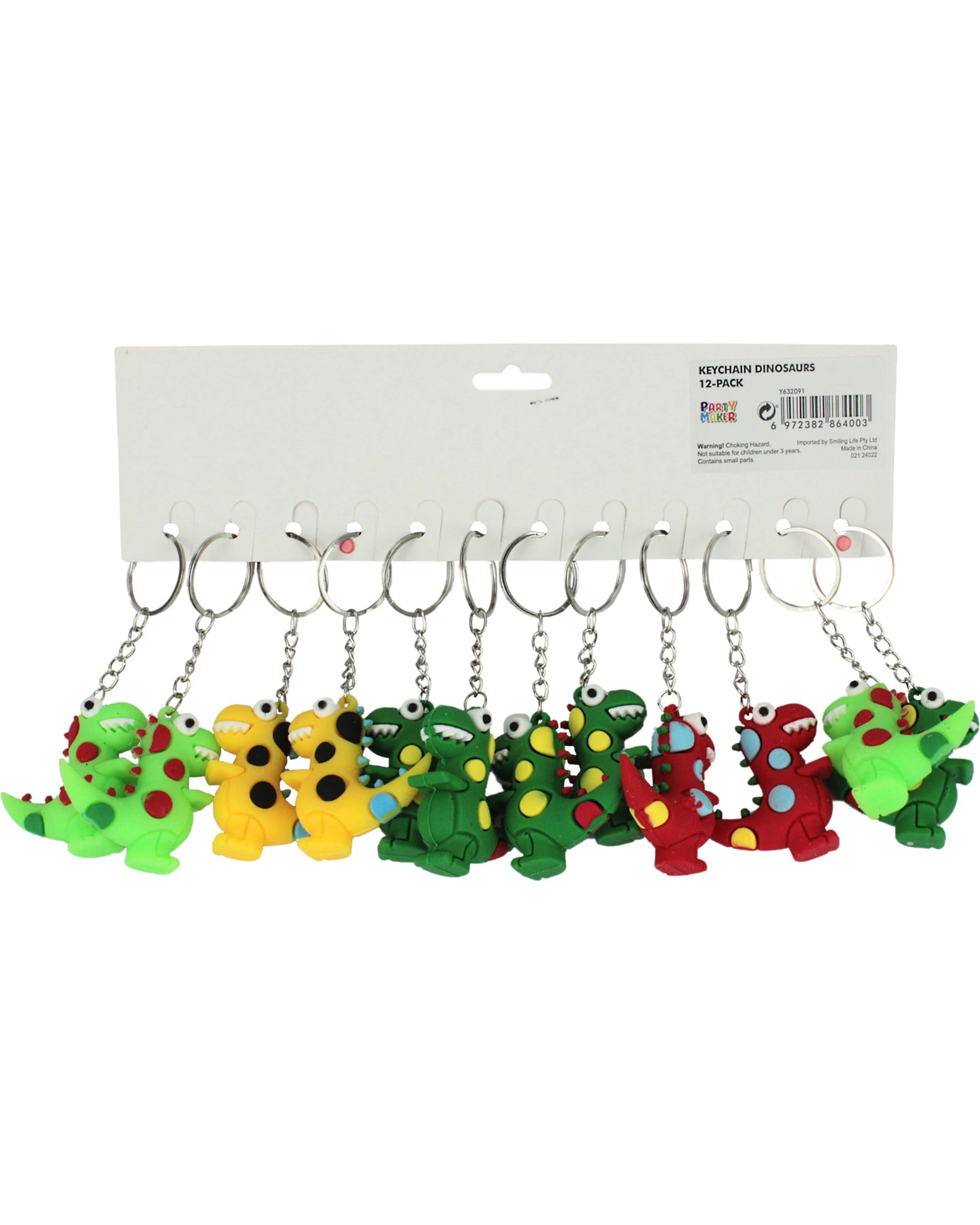 3 Party Maker Dinosaur Keyrings Pack of 12, 3 of 3