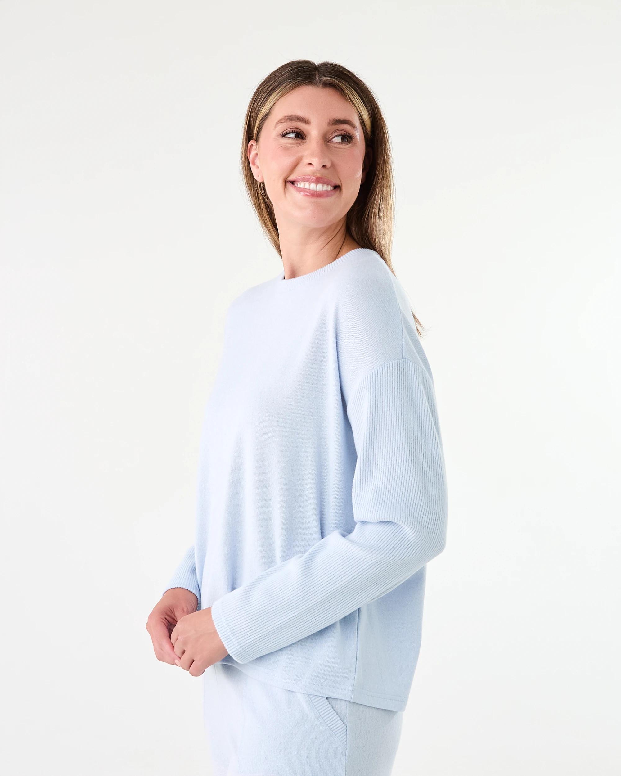 2 Super Soft Rib Sleeve Lounge Top Halo Blue, 2 of 7
