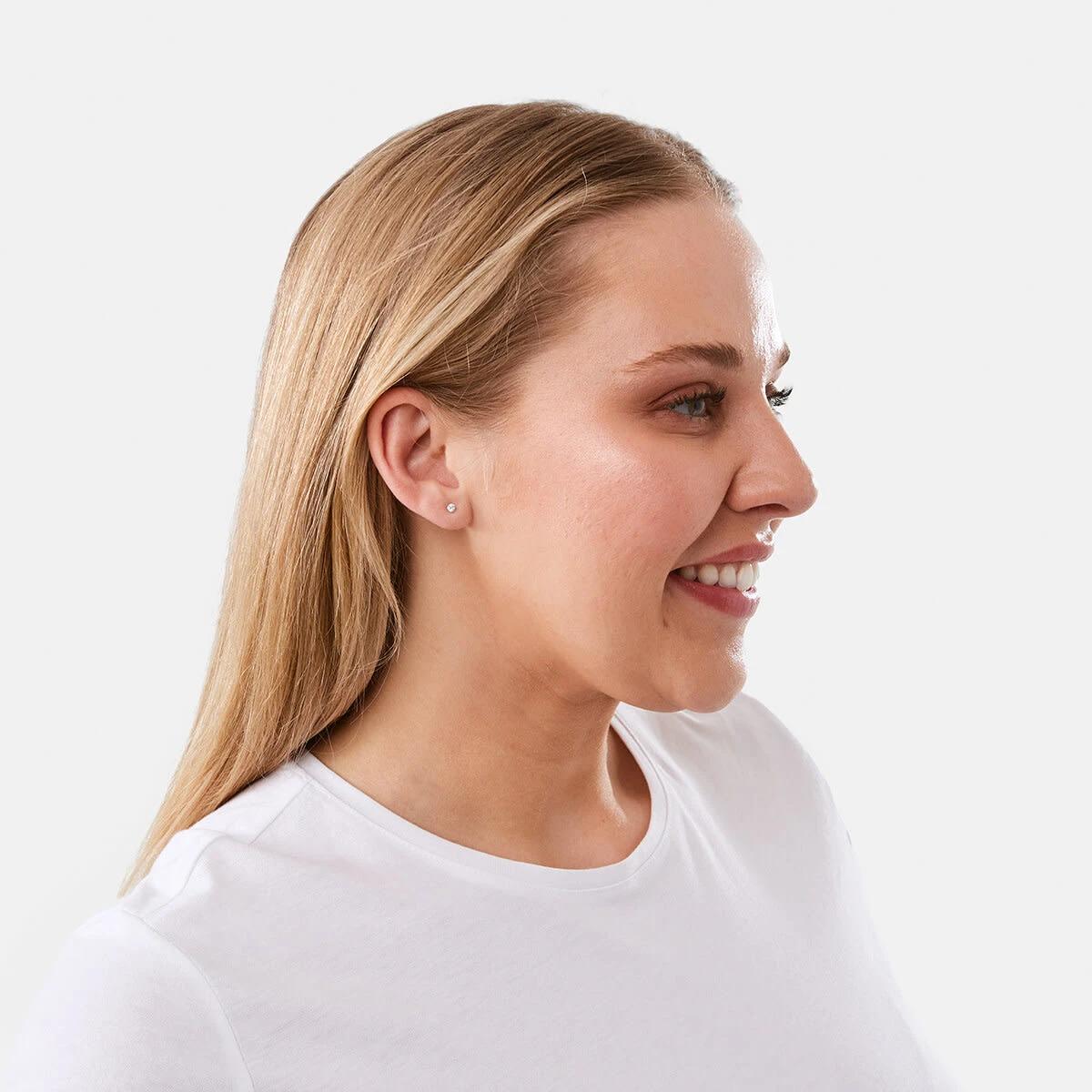 4 2 Pack Stud and Clear Gem Earrings - Gold Tone Silver, 4 of 5