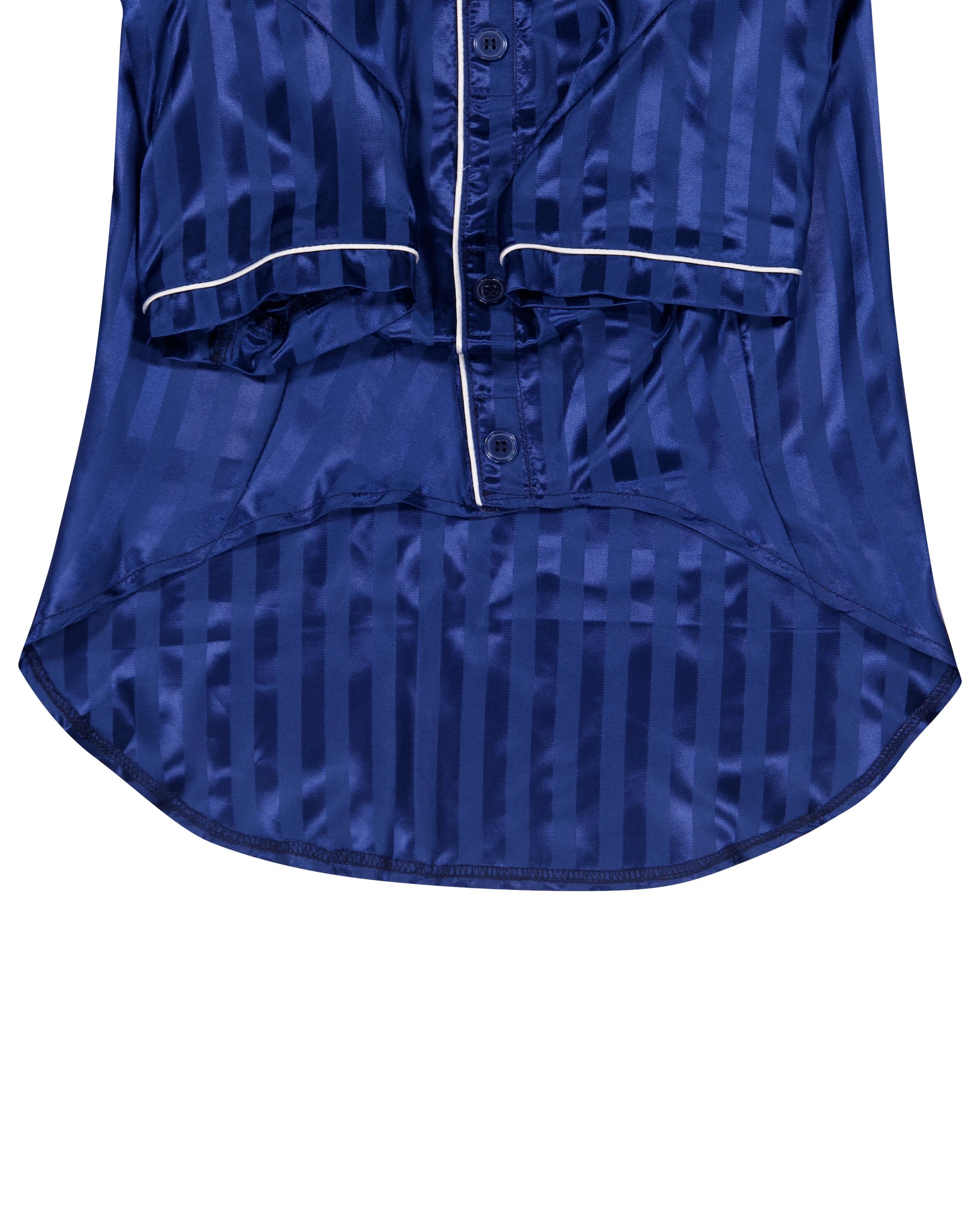 4 Pet Satin Stripe Pyjamas - Extra Large, Navy, 4 of 9