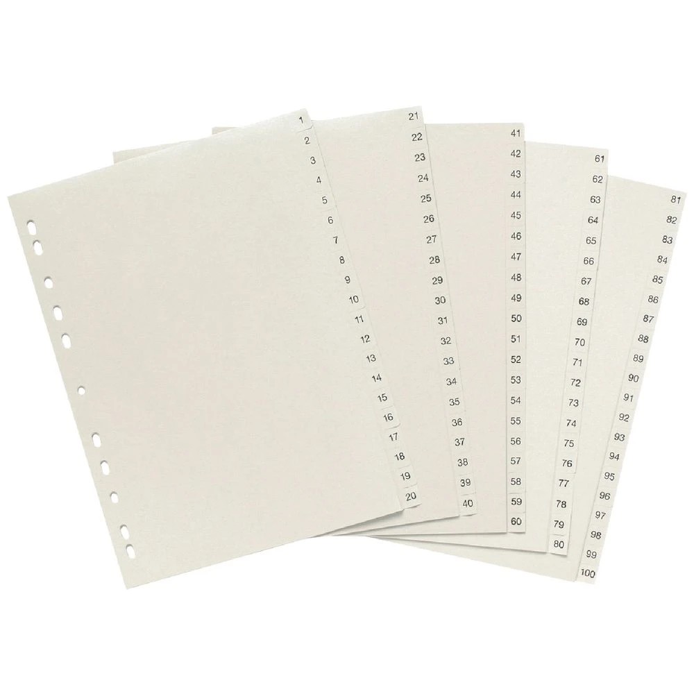 1 Marbig A4 1-100 Divider Tab Grey, 1 of 1