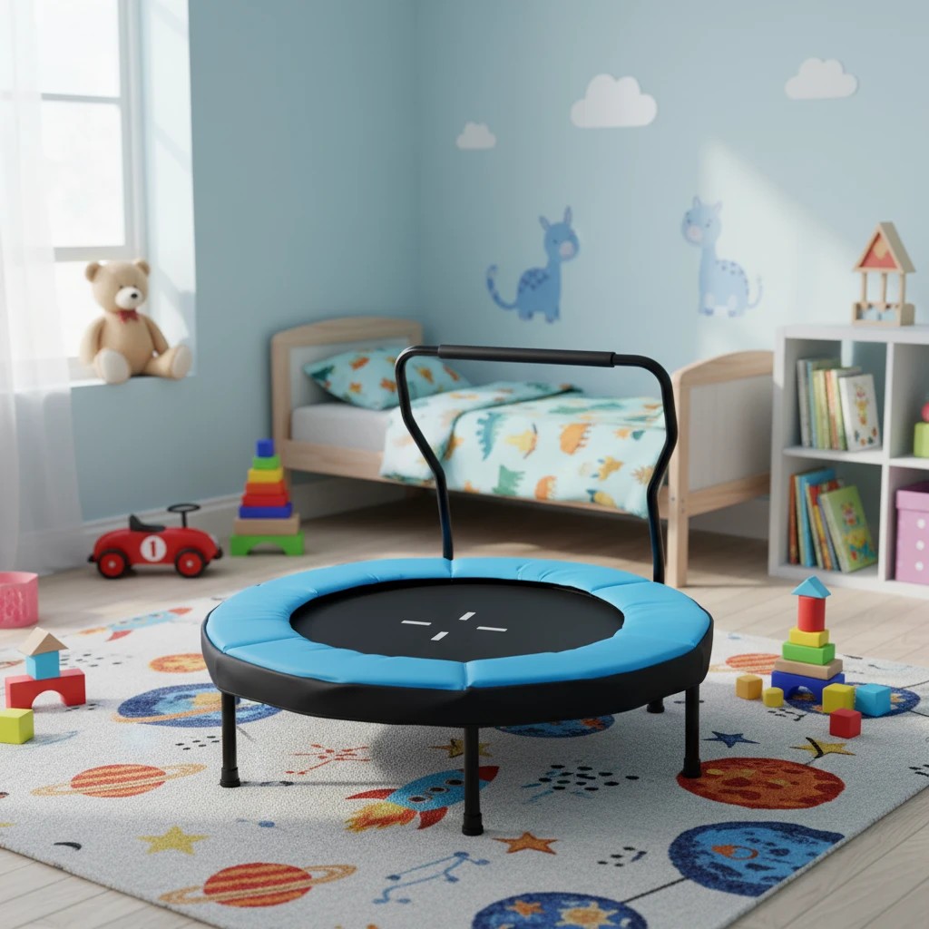 2 Costway Indoor/Outdoor Fitness Trampoline w/Foam Handlebar Home Workout Equipment - Blue, 2 of 2