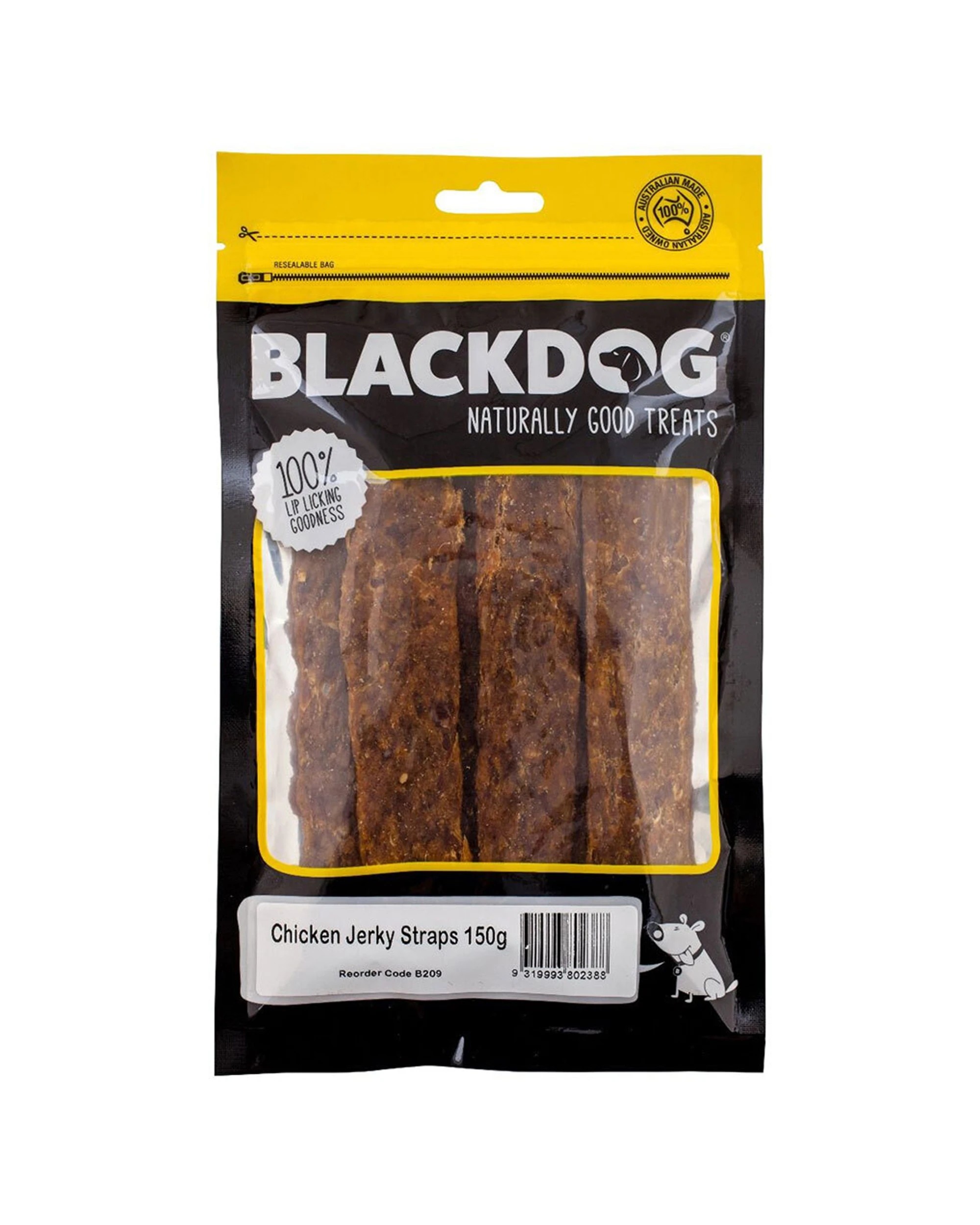2 Blackdog Chicken Jerky Straps Dog Treat 2 Pack 150g Natural High Protein - Brown, 2 of 2