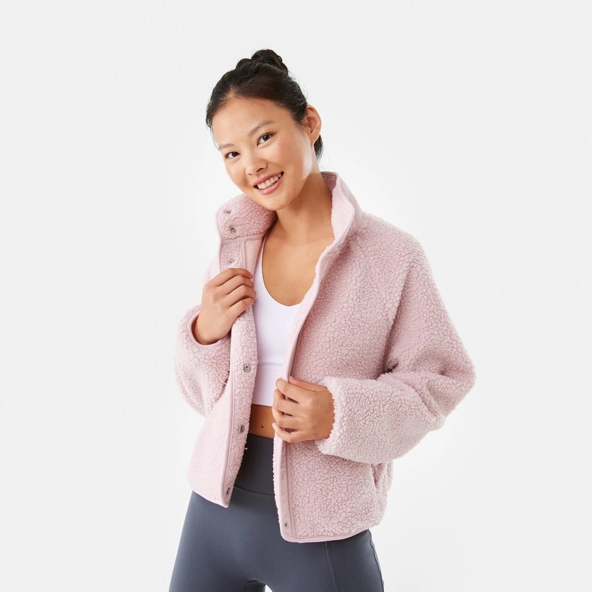 1 Active Womens Sherpa Patch Jacket Aura Pink, 1 of 10