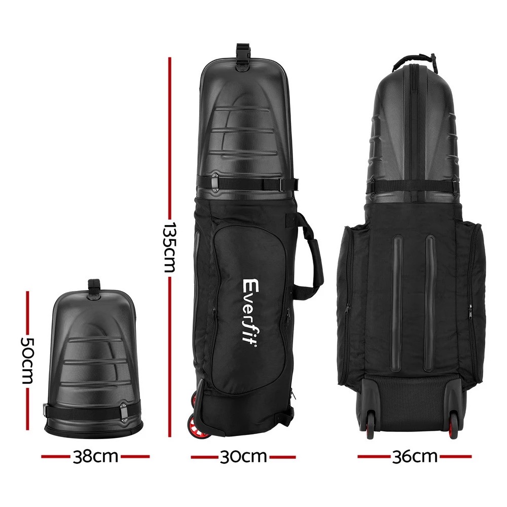 2 Everfit Golf Travel Bags for Airlines with Wheels Golf Clubs Hard Case - Black, 2 of 6