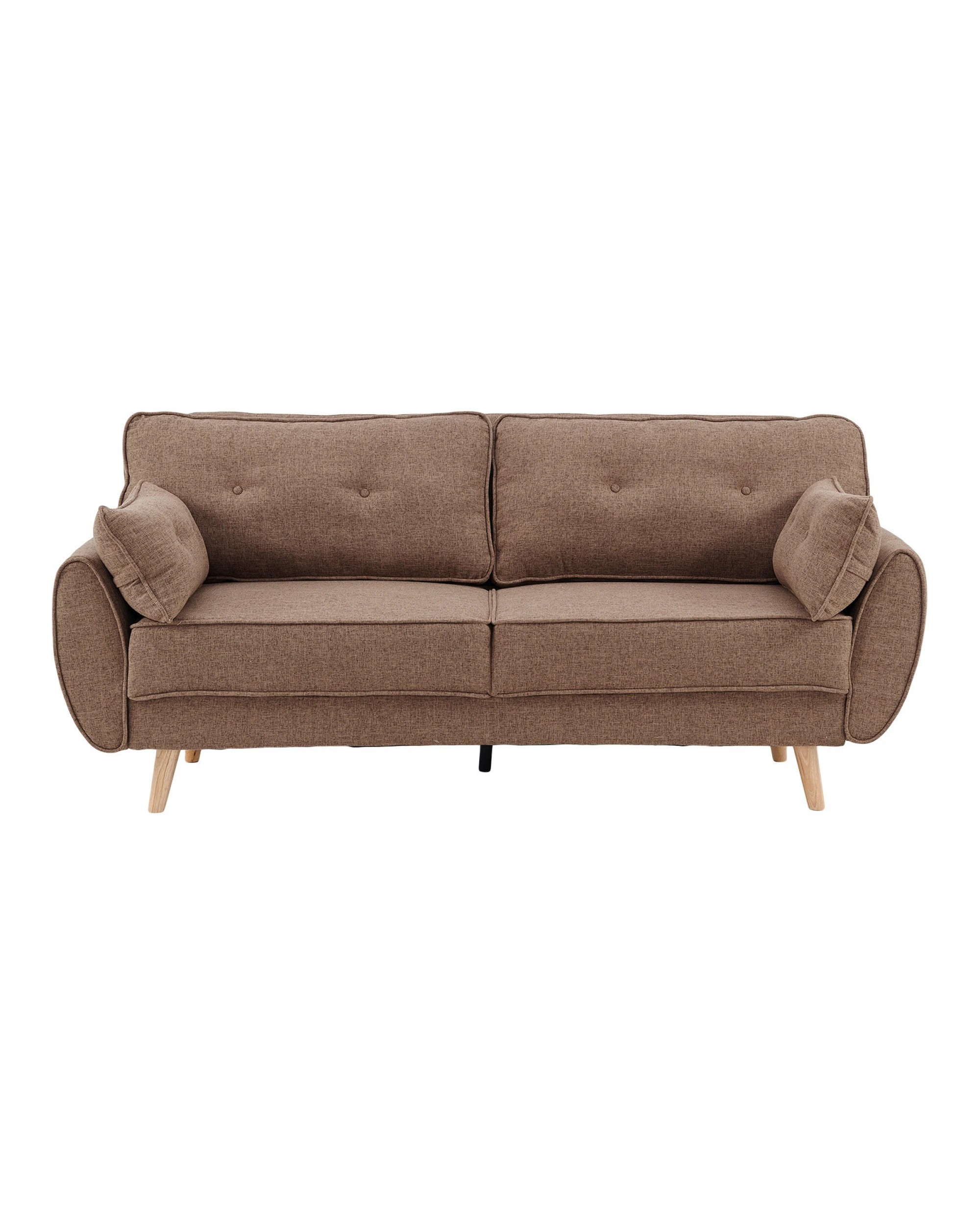 3 Sarantino 3 Seater Modular Linen Fabric Sofa Bed Couch Futon - Brown, 3 of 10