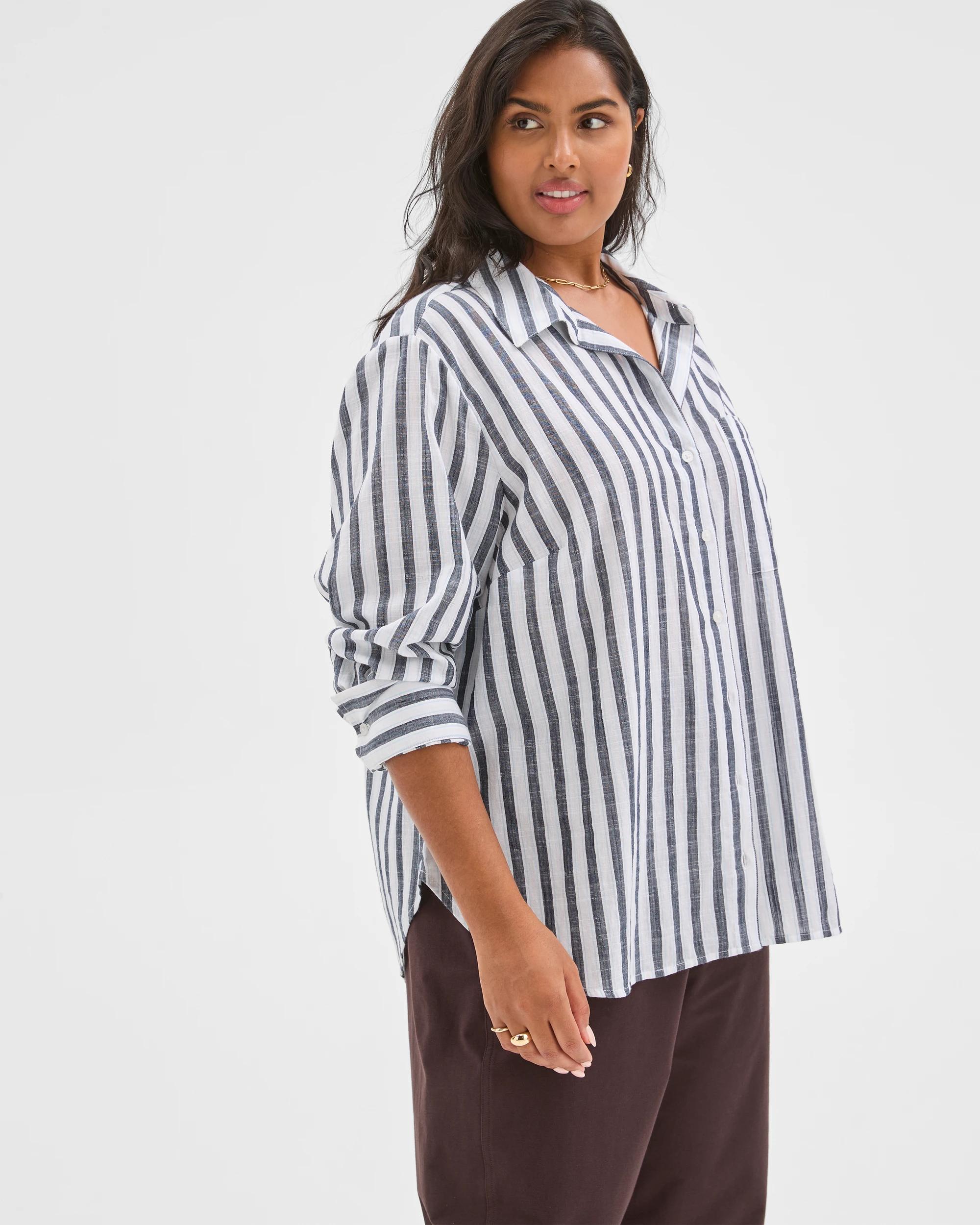 4 Target Curve Plus Size Long Sleeve Slub Shirt , 4 of 6