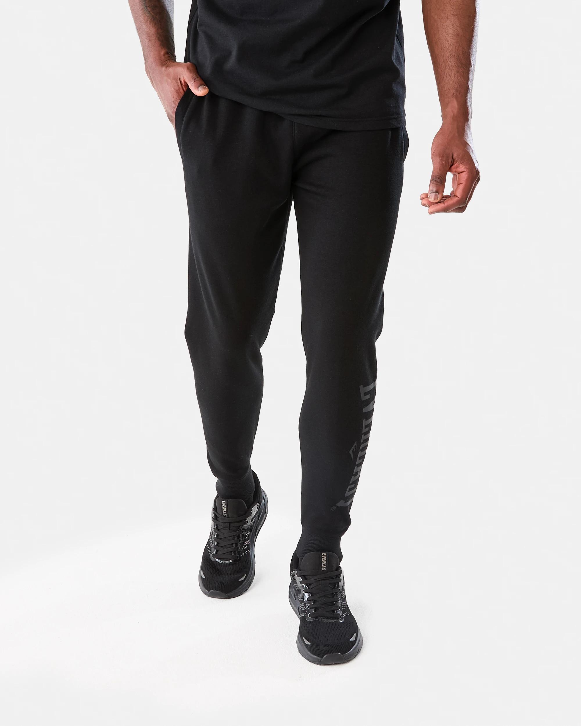 2 Everlast Mens Block Trackpants Black 1, 2 of 8