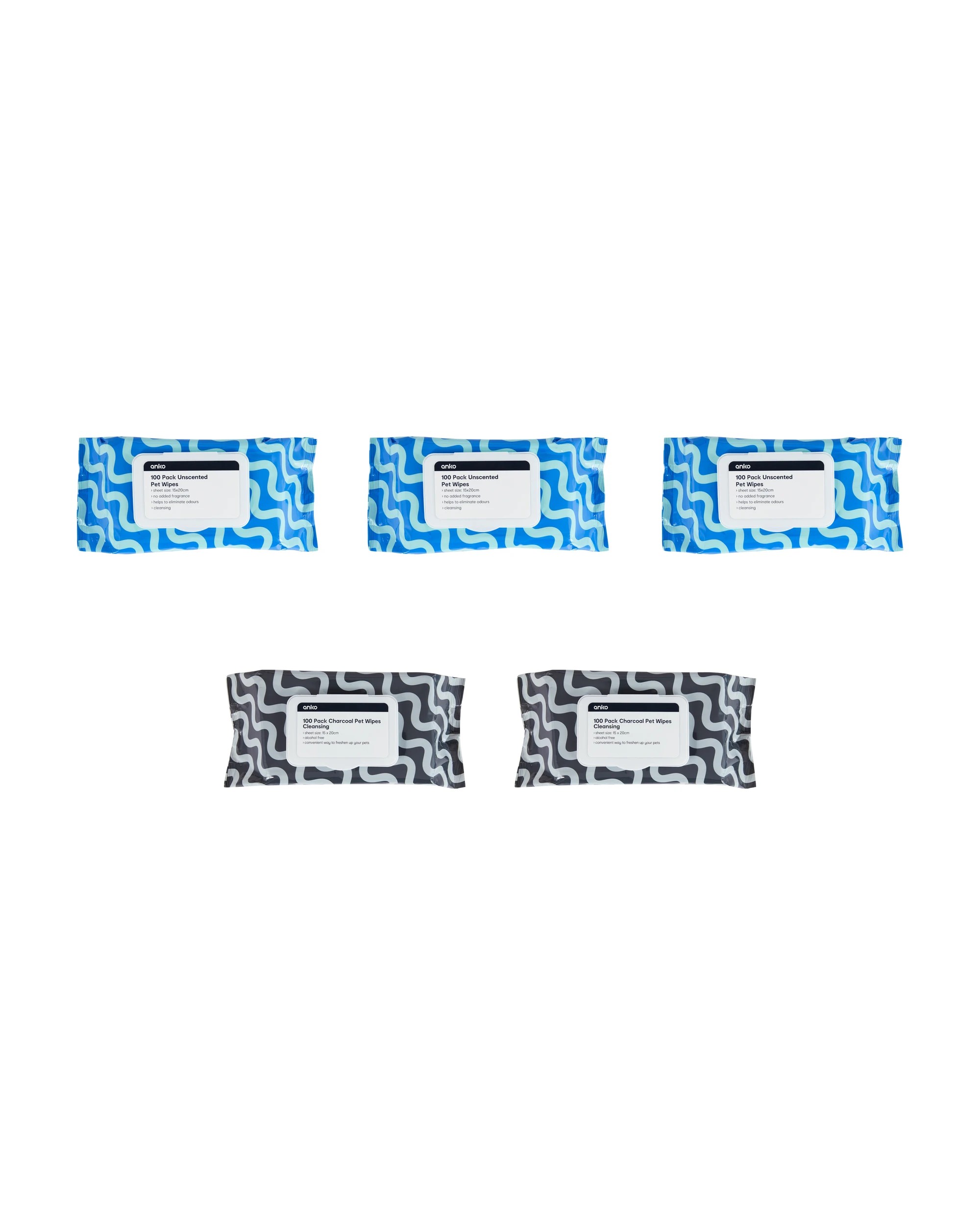 3 500 Pack Charcoal and No-Scent Pet Wipes Value Pack, 3 of 5