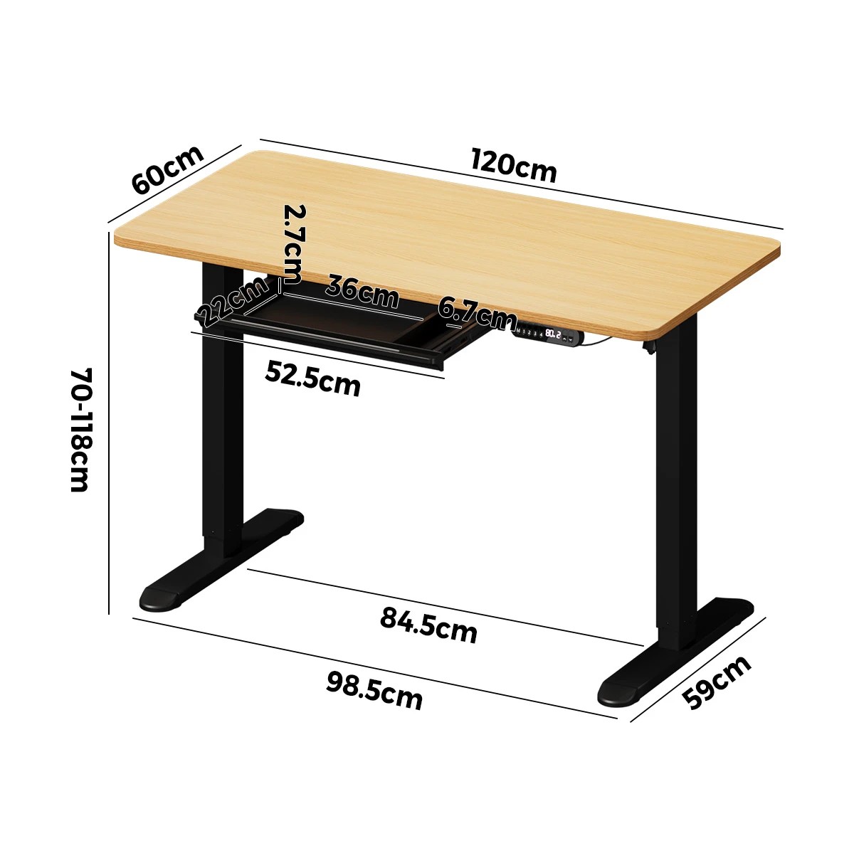 4 Oikiture 120cm Electric Standing Desk With Drawer Height Adjustable
 - Multi, 4 of 4
