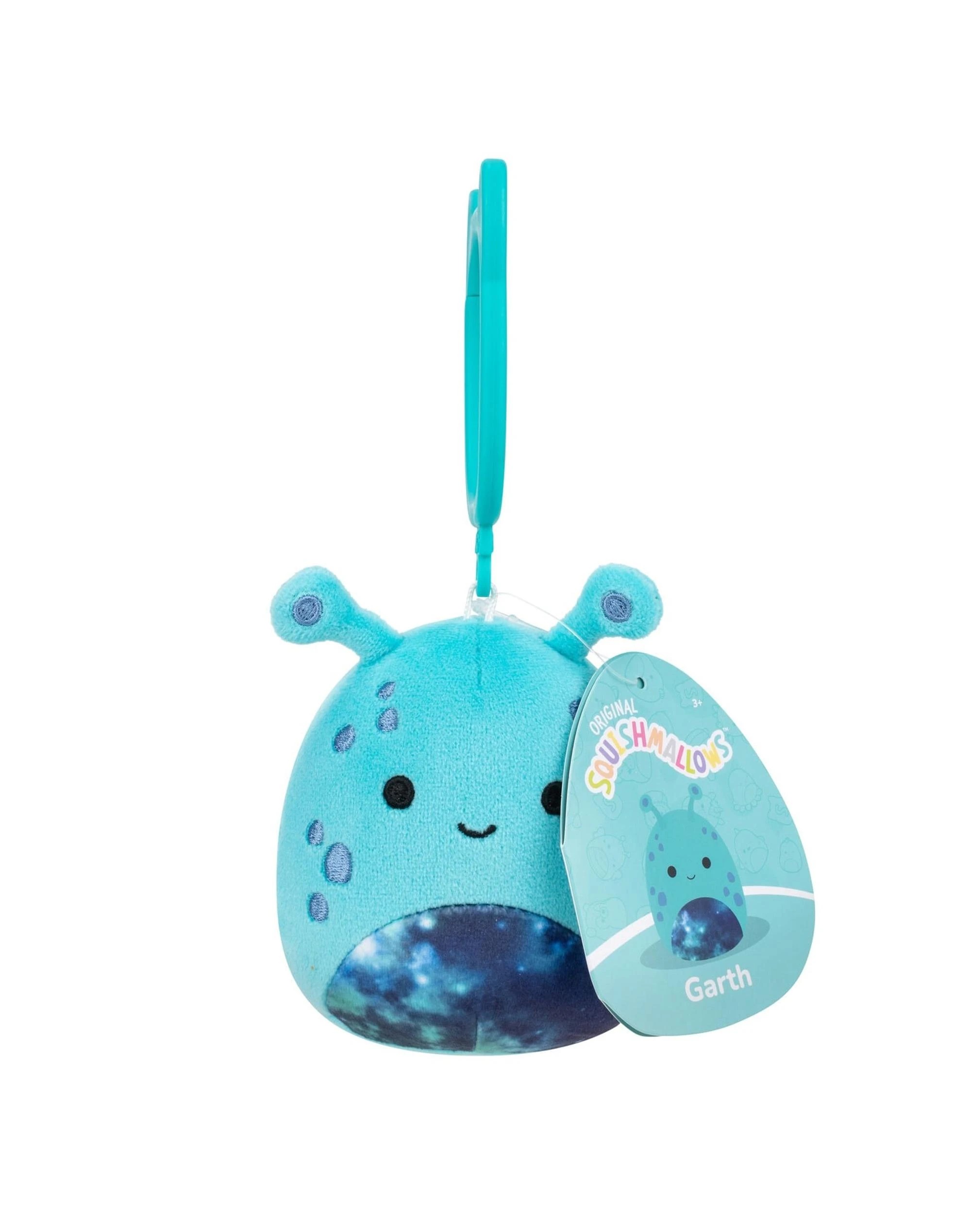 1 Squishmallows Garth the Alien 3.5 inch Clip-On Plush - Blue, 1 of 3