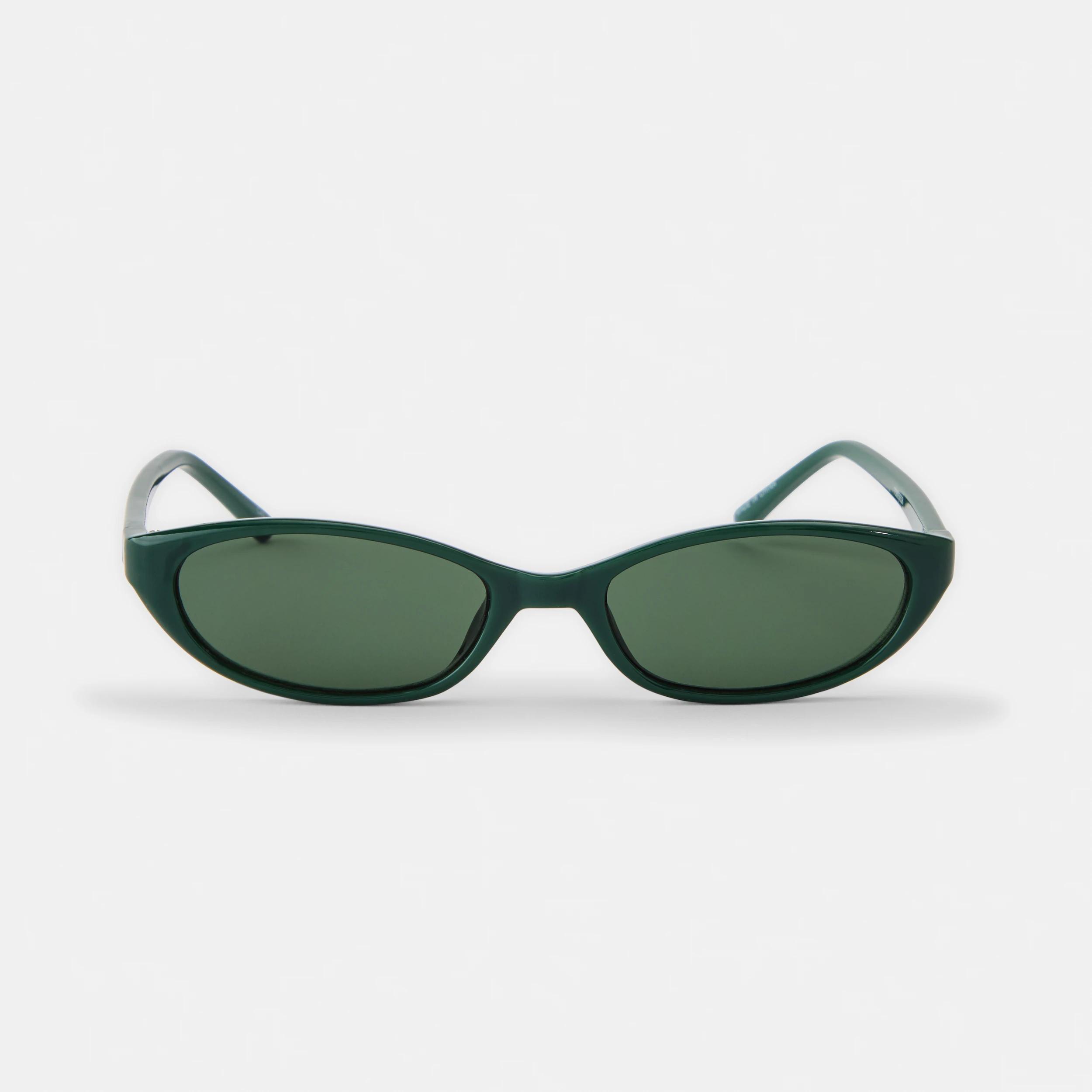 2 Thin Cat Eye Sunglasses Green1, 2 of 5