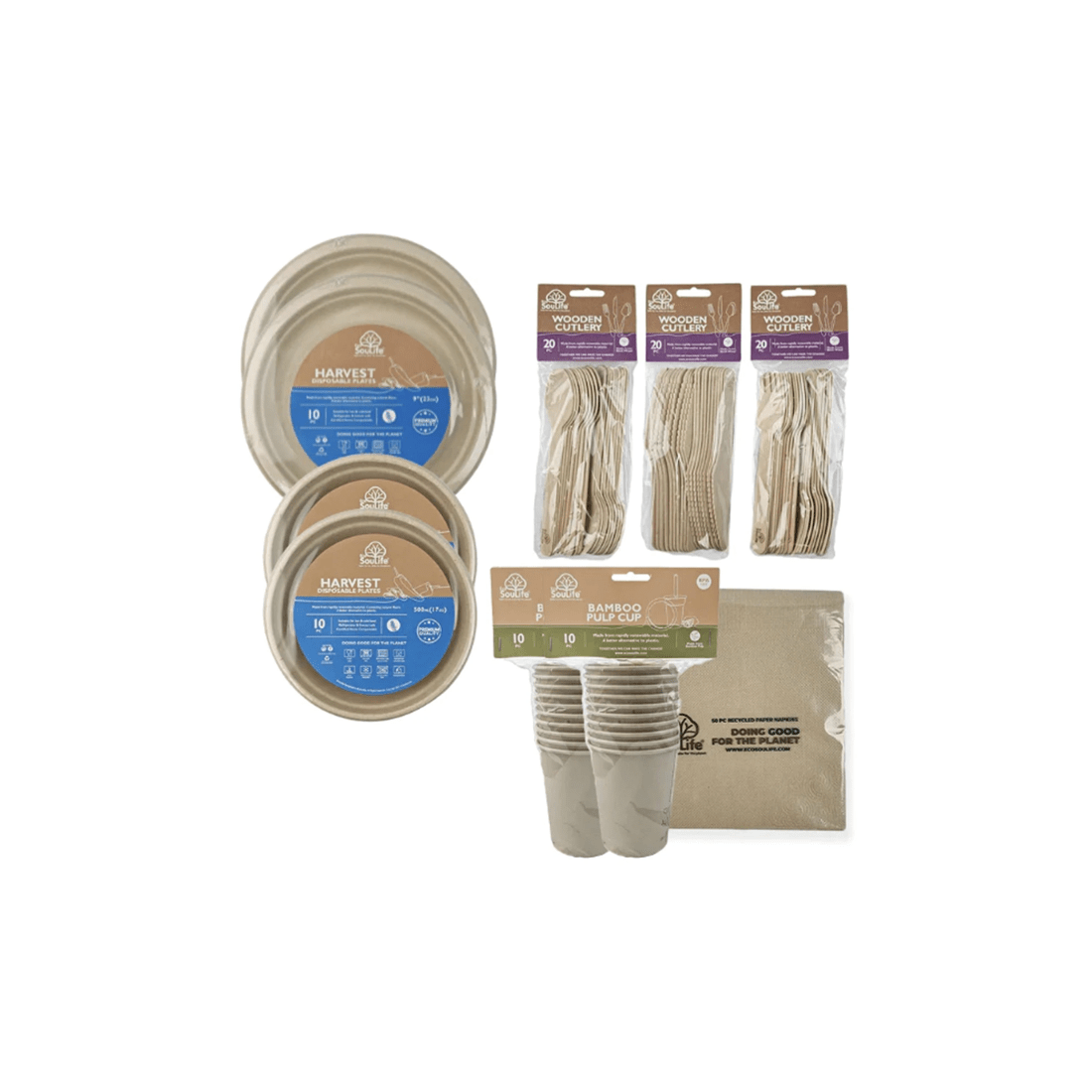 1 170pc Ecosoulife Gather Around The Green Table Cutlery Bowl/plate/cup Bundle
 - Multi, 1 of 3