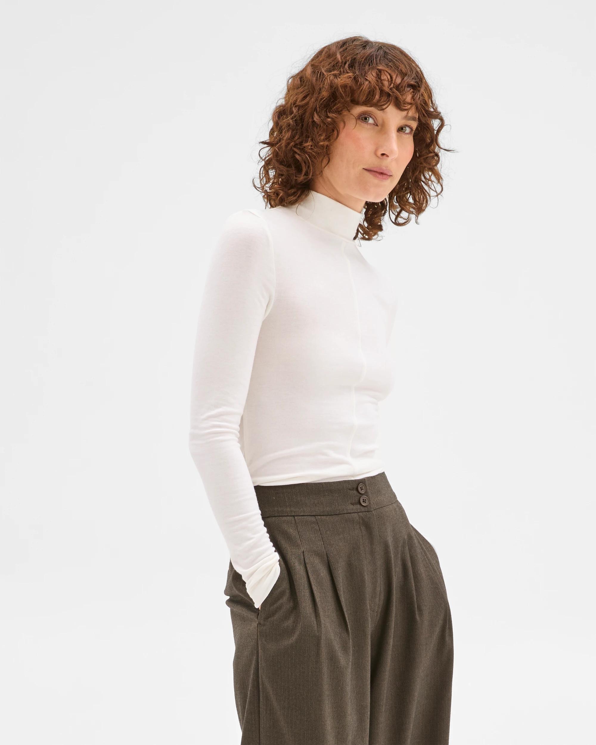 3 Preview Long Sleeve Luxe Layering Knit Skivvy Top WHITE, 3 of 9