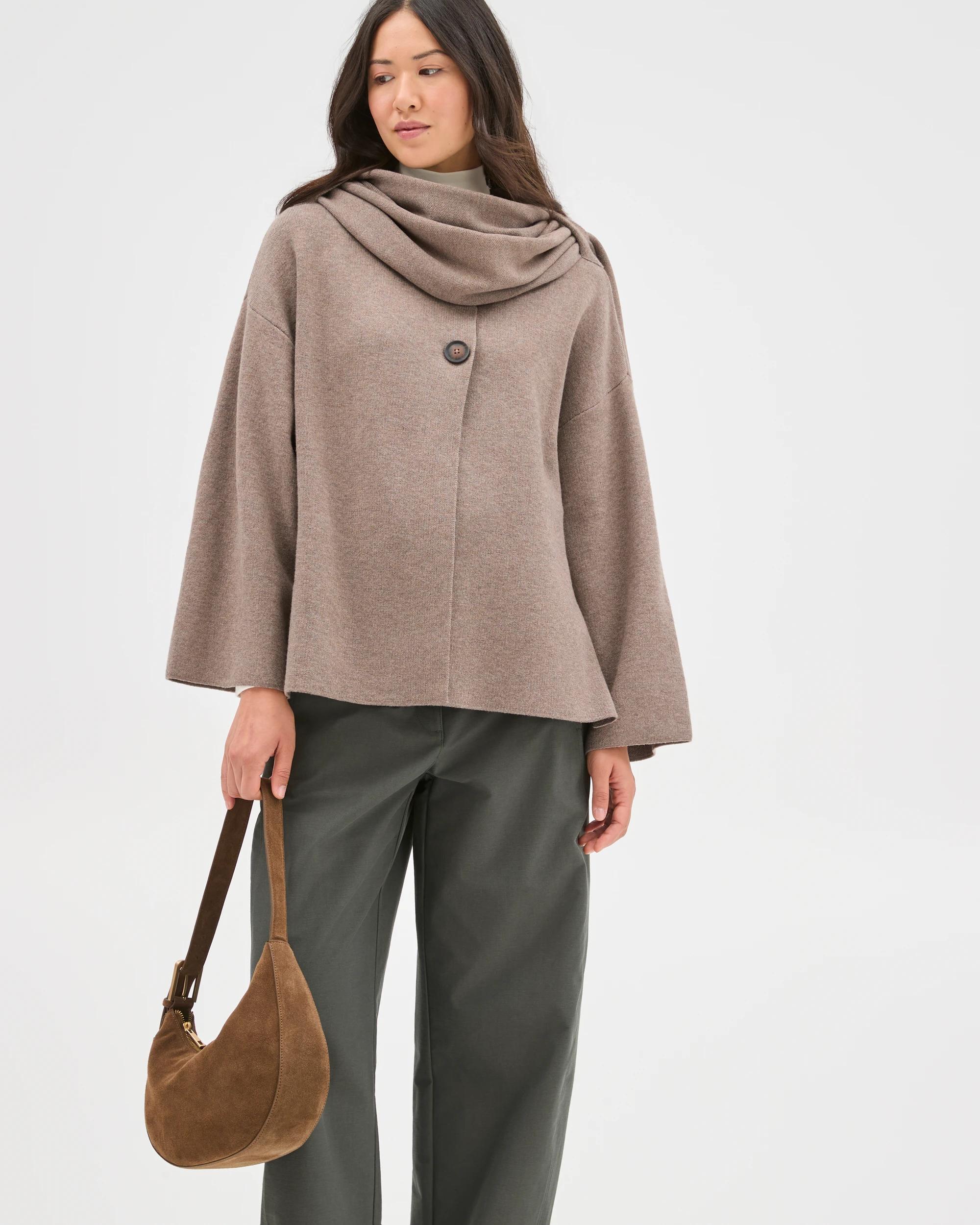 2 Target Woman Wrap Scarf Knitted Coat DARK TAUPE MARLE, 2 of 9