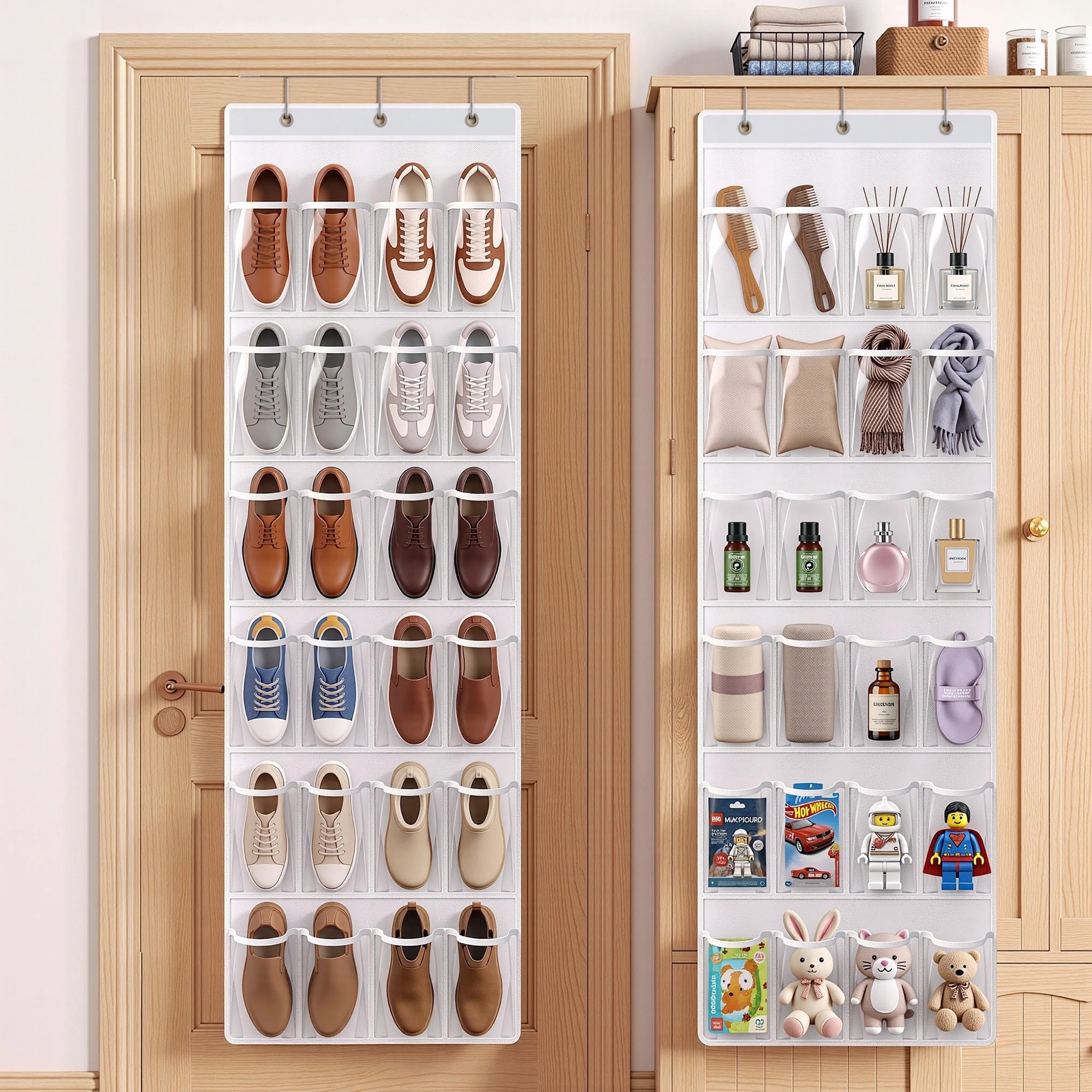 8 Artiss Over Door Shoe Storage Organiser X2 6 Tier 24 Pockets - White, 8 of 8