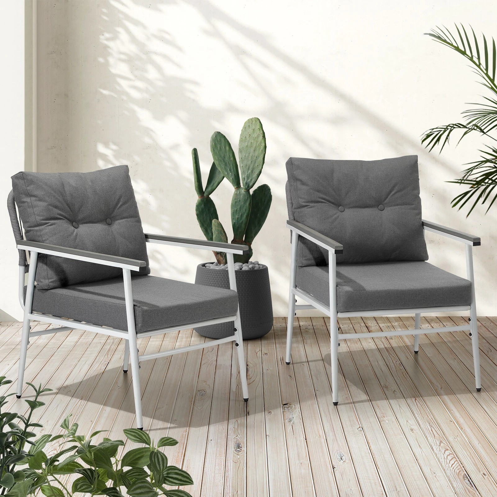 3 Livsip 2PCS Outdoor Chairs Setting Garden Patio Armchair Lounge Sofa - Multi, 3 of 9