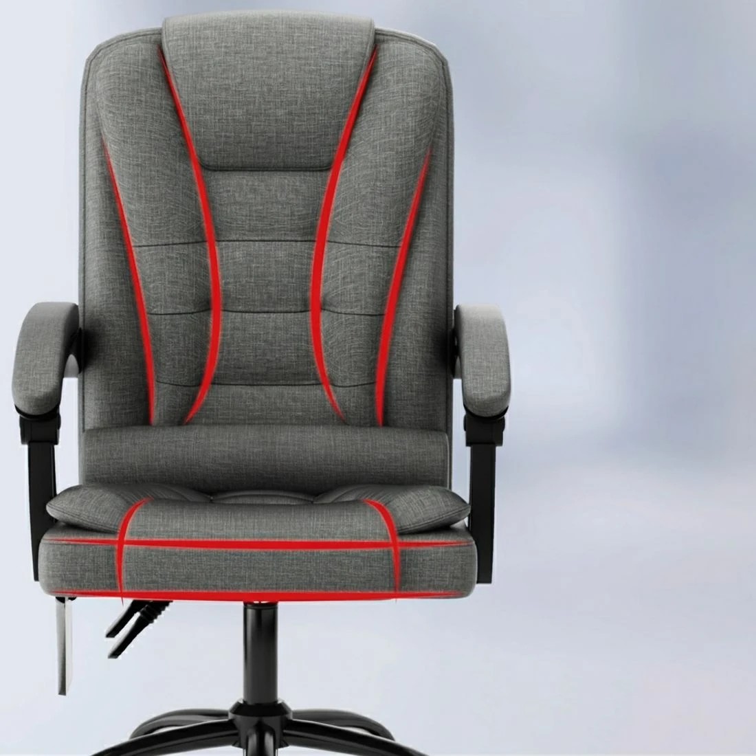 3 Artiss 2 Point Massage Office Chair Fabric - Grey, 3 of 5